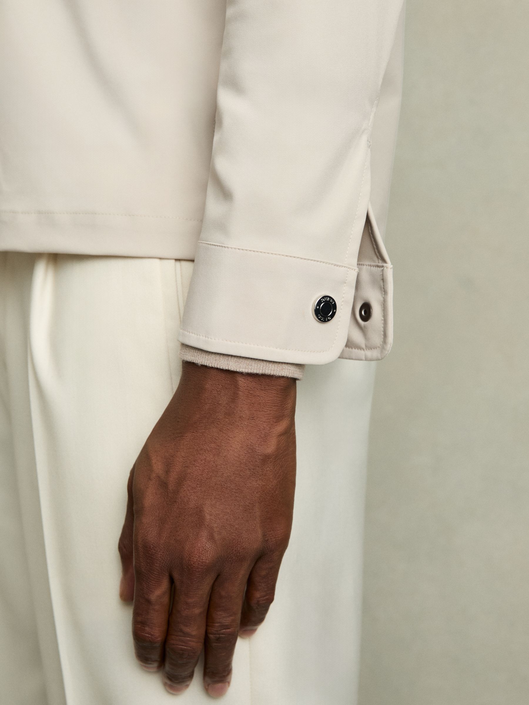Technical Zip-Through Overshirt in Stone - Image 6 of 7