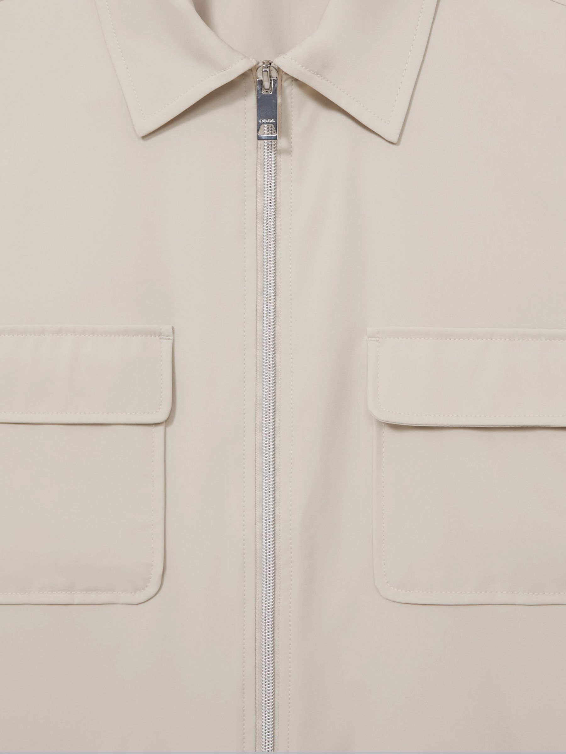 Technical Zip-Through Overshirt in Stone - Image 7 of 7