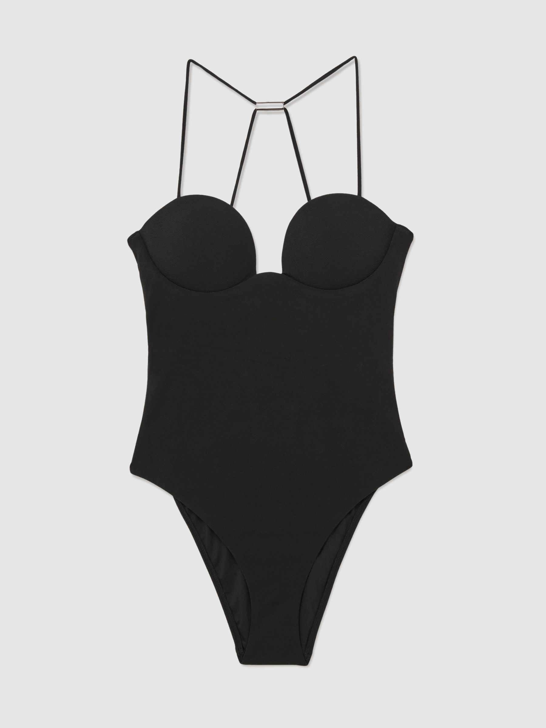 Crepe Padded One-Piece Swimsuit in Black - Image 2 of 6