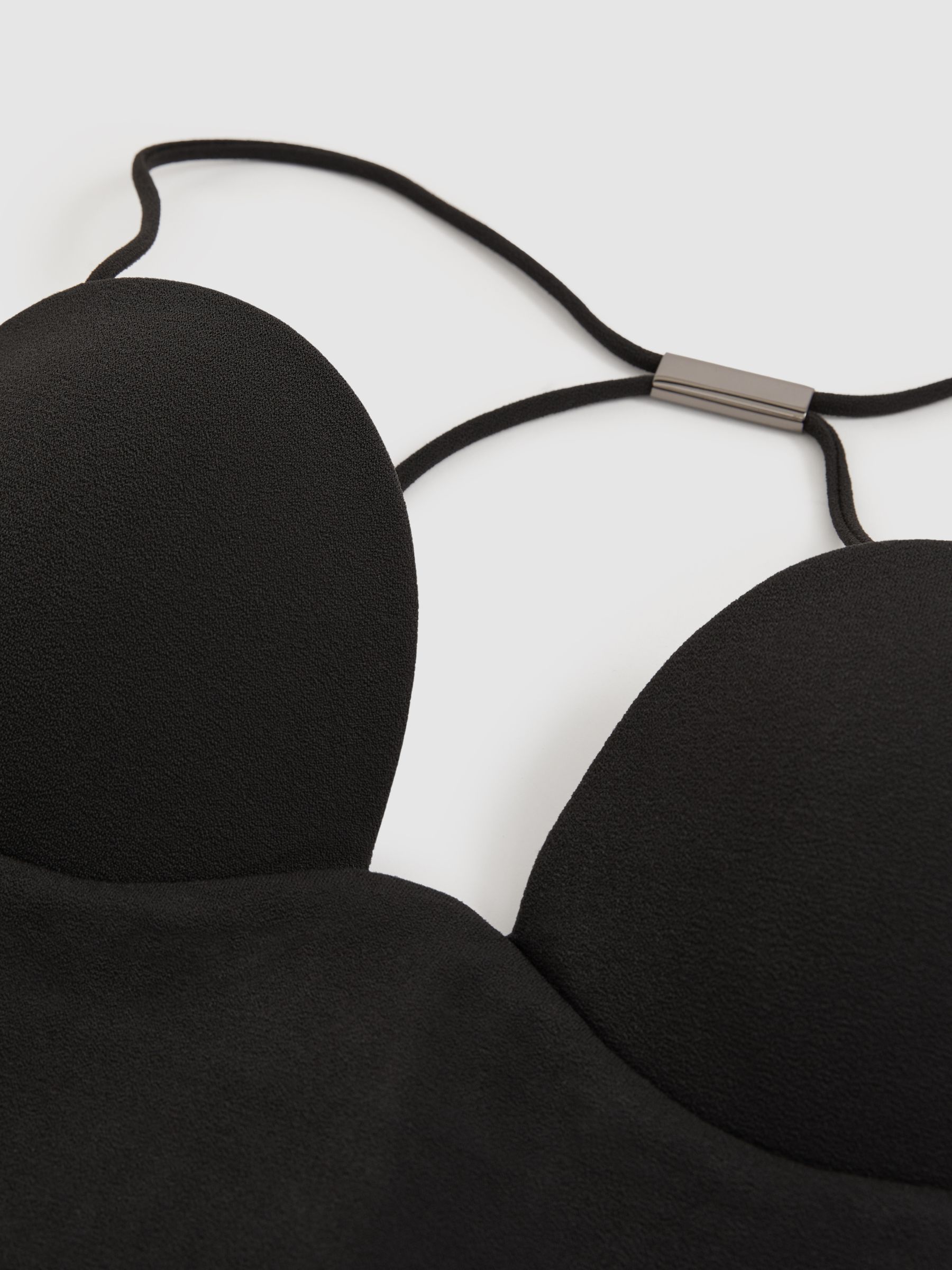 Crepe Padded One-Piece Swimsuit in Black - Image 6 of 6