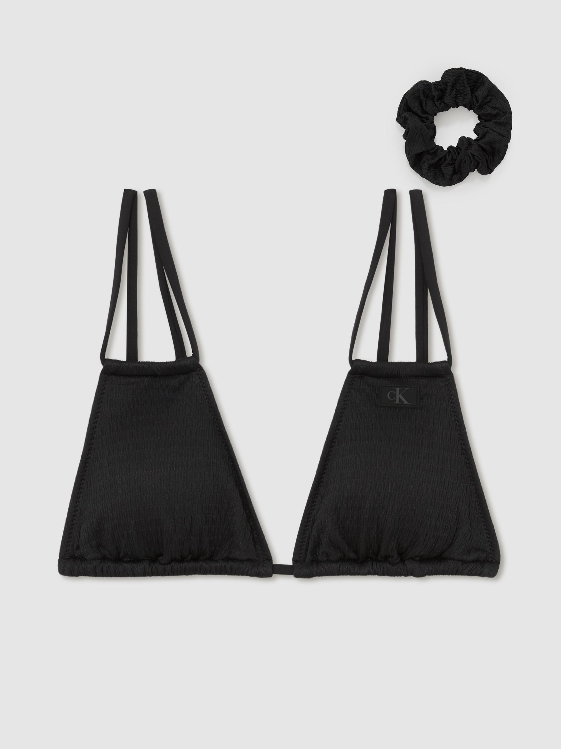 Crinkle Triangle Bikini Top in Black - Image 1 of 3