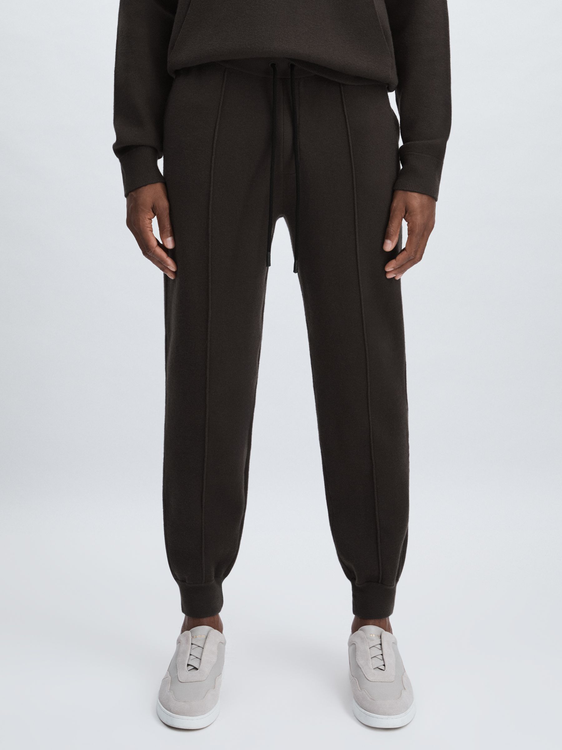 Compact-Knit Drawstring Trousers in Dark Grey - image 3