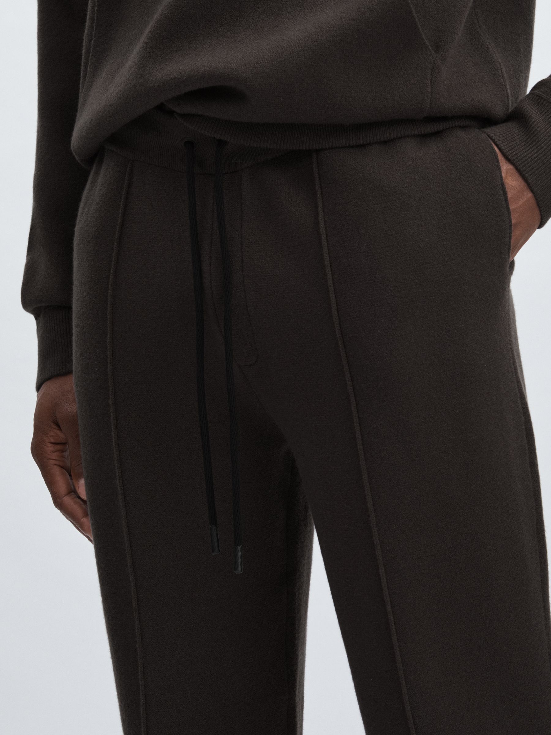 Paige Compact-Knit Drawstring Trousers in Dark Grey - Image 4 of 6
