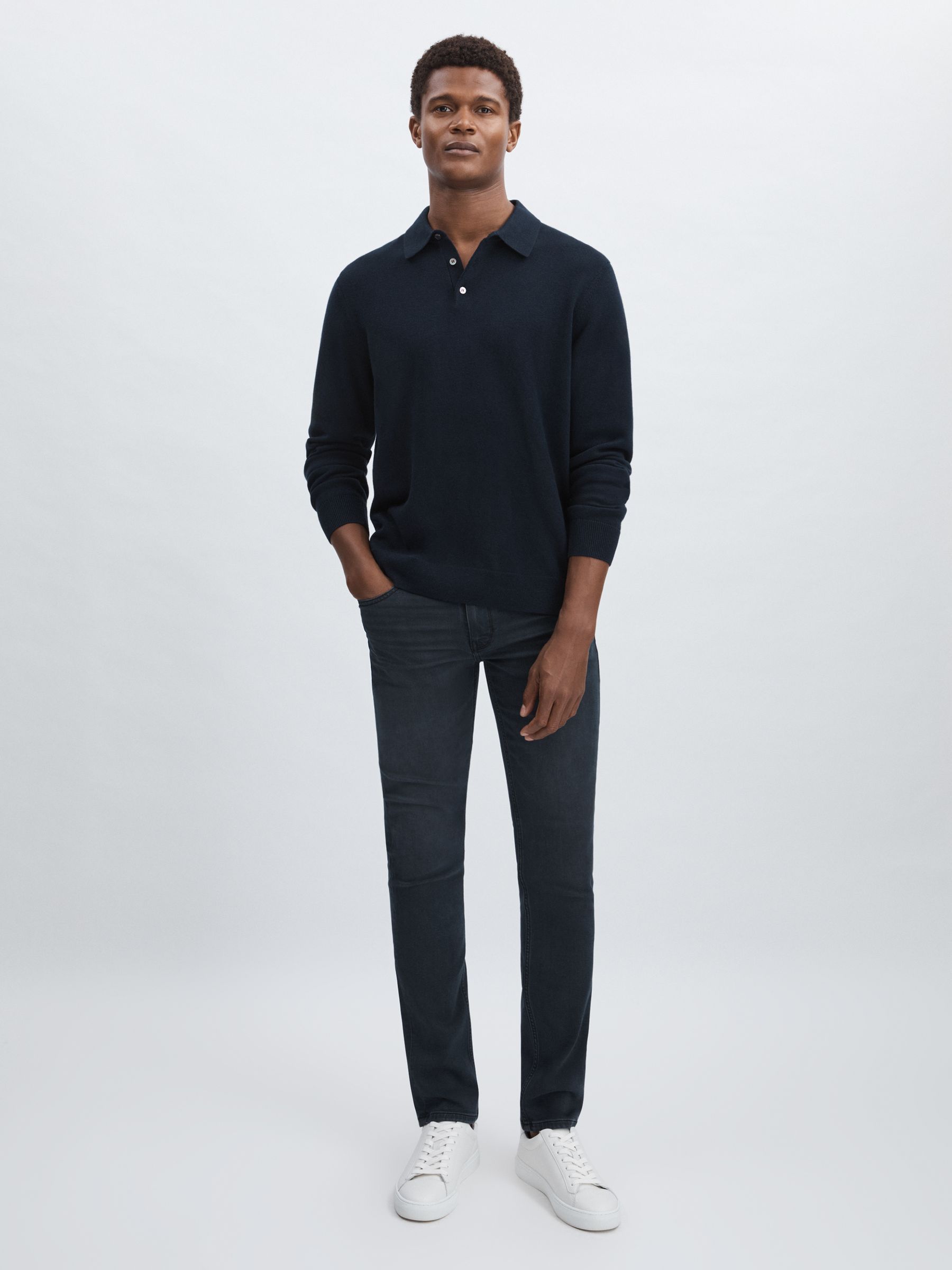 Paige Slim Leg Stretch Jeans in Navy/Black - Image 1 of 6