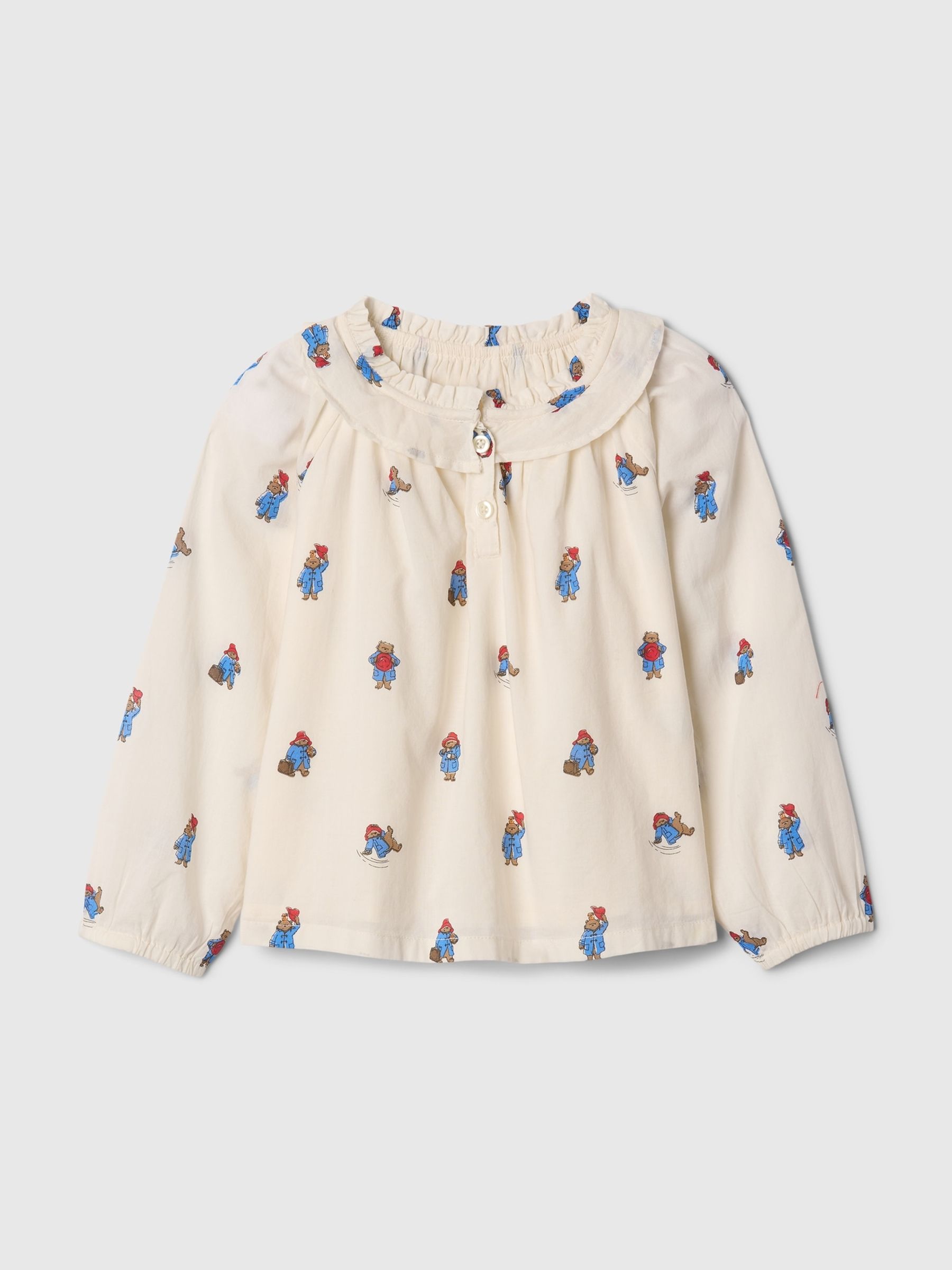 Cream Paddington Ruffle Neck Shirt Top (6mths-5yrs) - Image 1 of 3