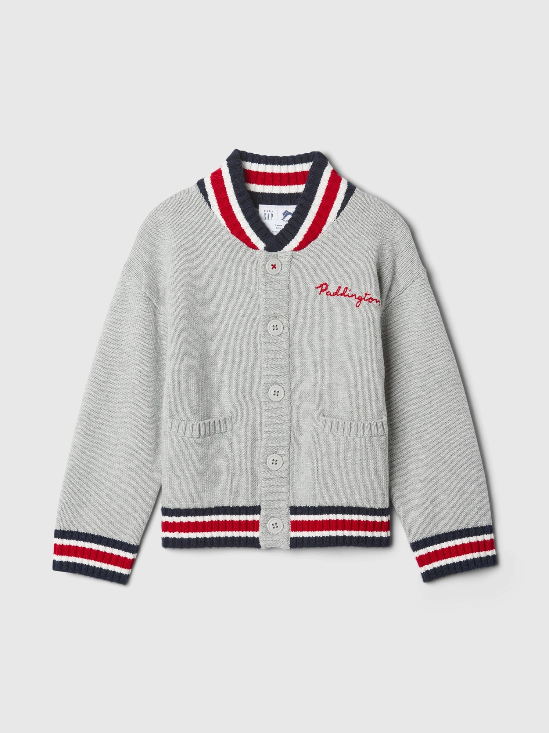 Grey Paddington Embroidered Varsity Jumper (6mths-5yrs) - Image 1 of 4