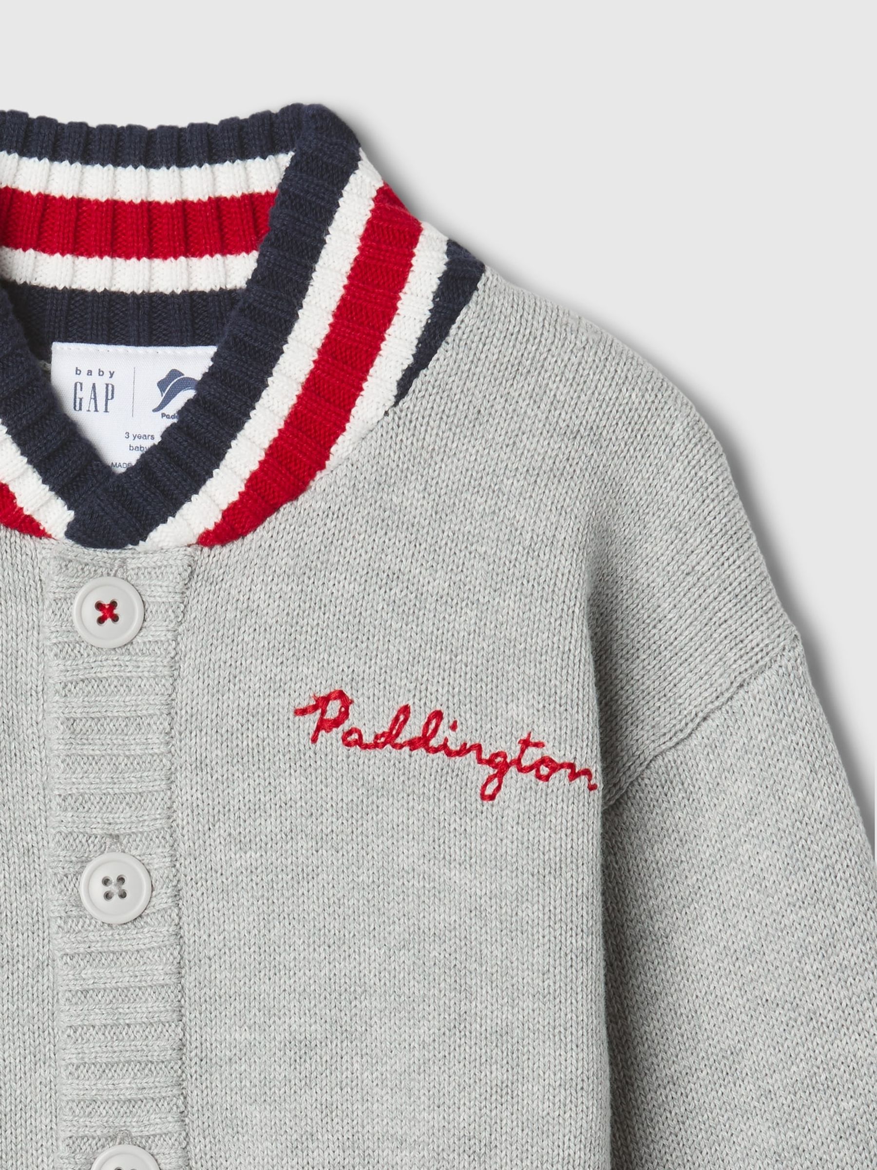 Grey Paddington Embroidered Varsity Jumper (6mths-5yrs) - Image 3 of 4