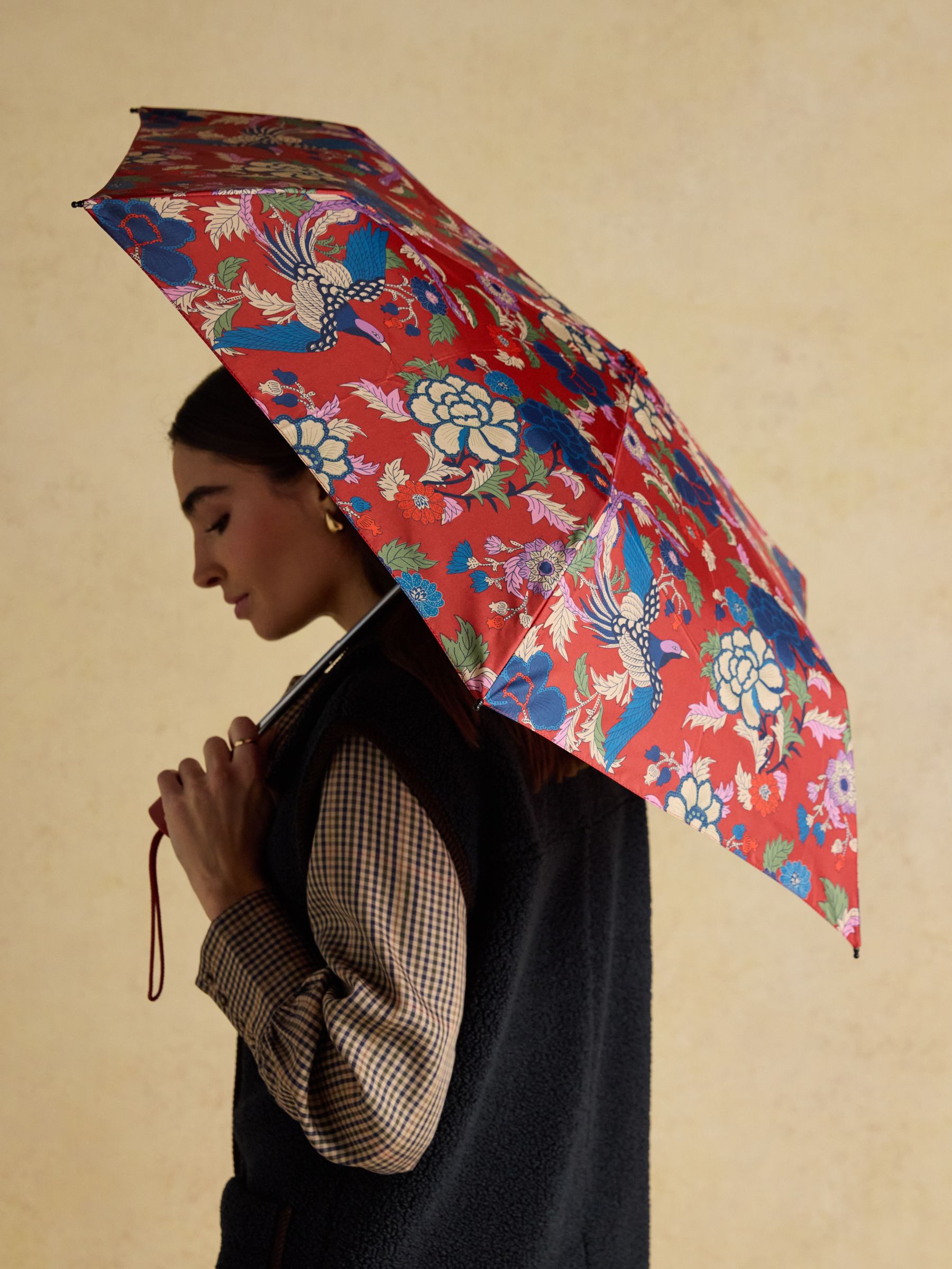 Rayne Rust Red Printed Umbrella - Image 1 of 7 Rayne Rust Red Printed Umbrella - Image 1 of 7