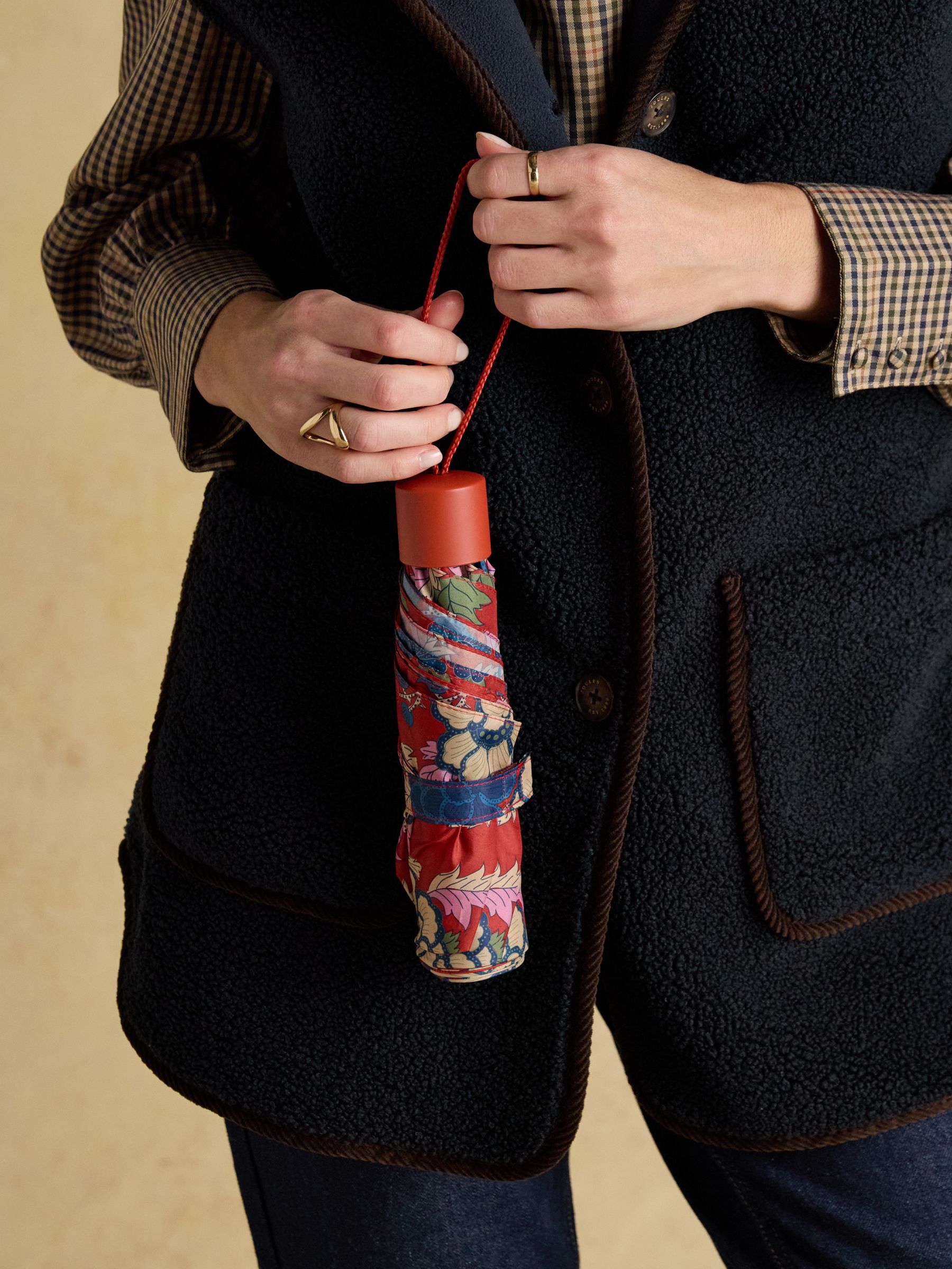 Rayne Rust Red Printed Umbrella - Image 2 of 7 Rayne Rust Red Printed Umbrella - Image 2 of 7