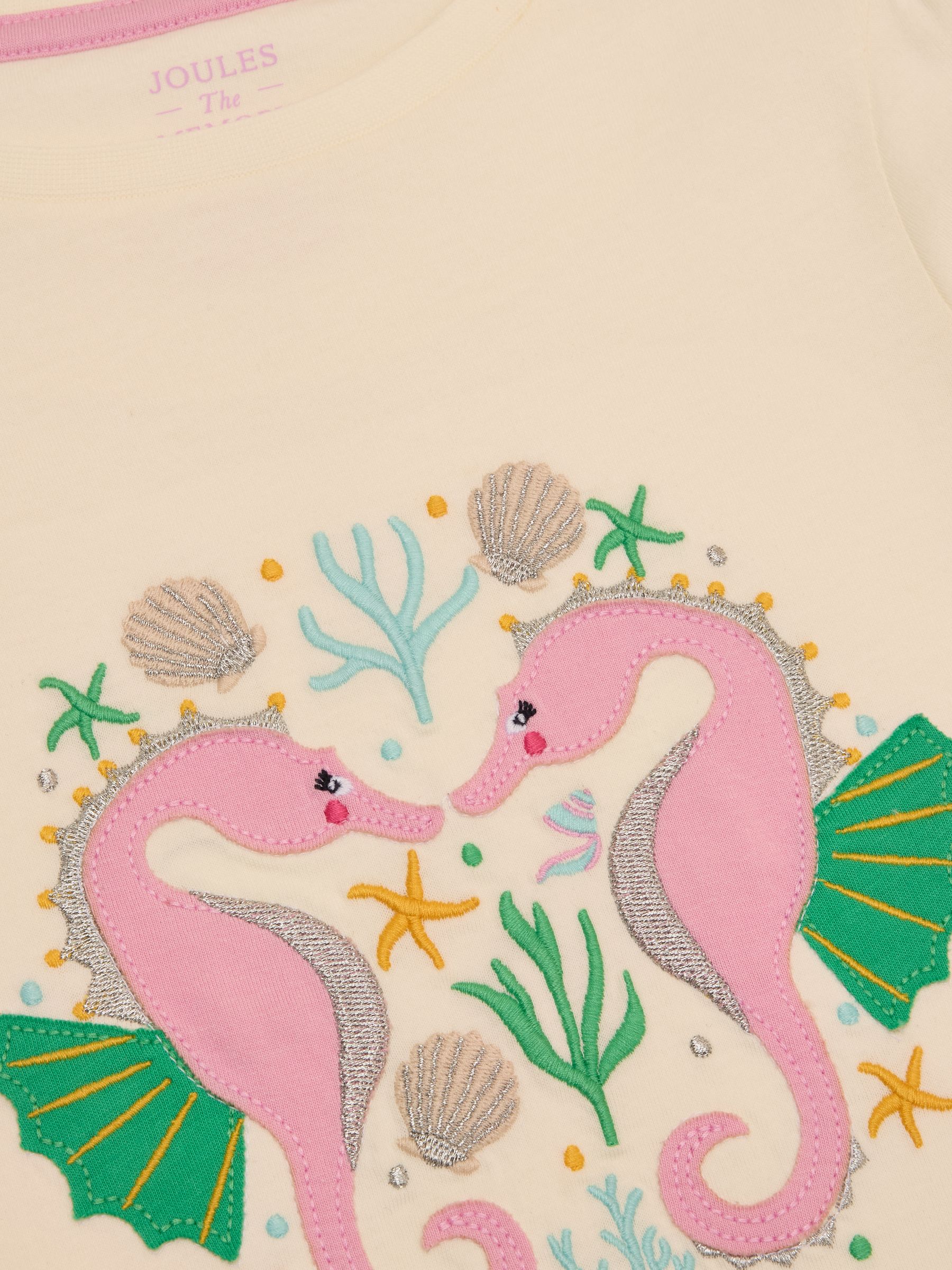 Girls' Astra Cream Seahorse Applique Cotton T-Shirt - Image 3 of 4