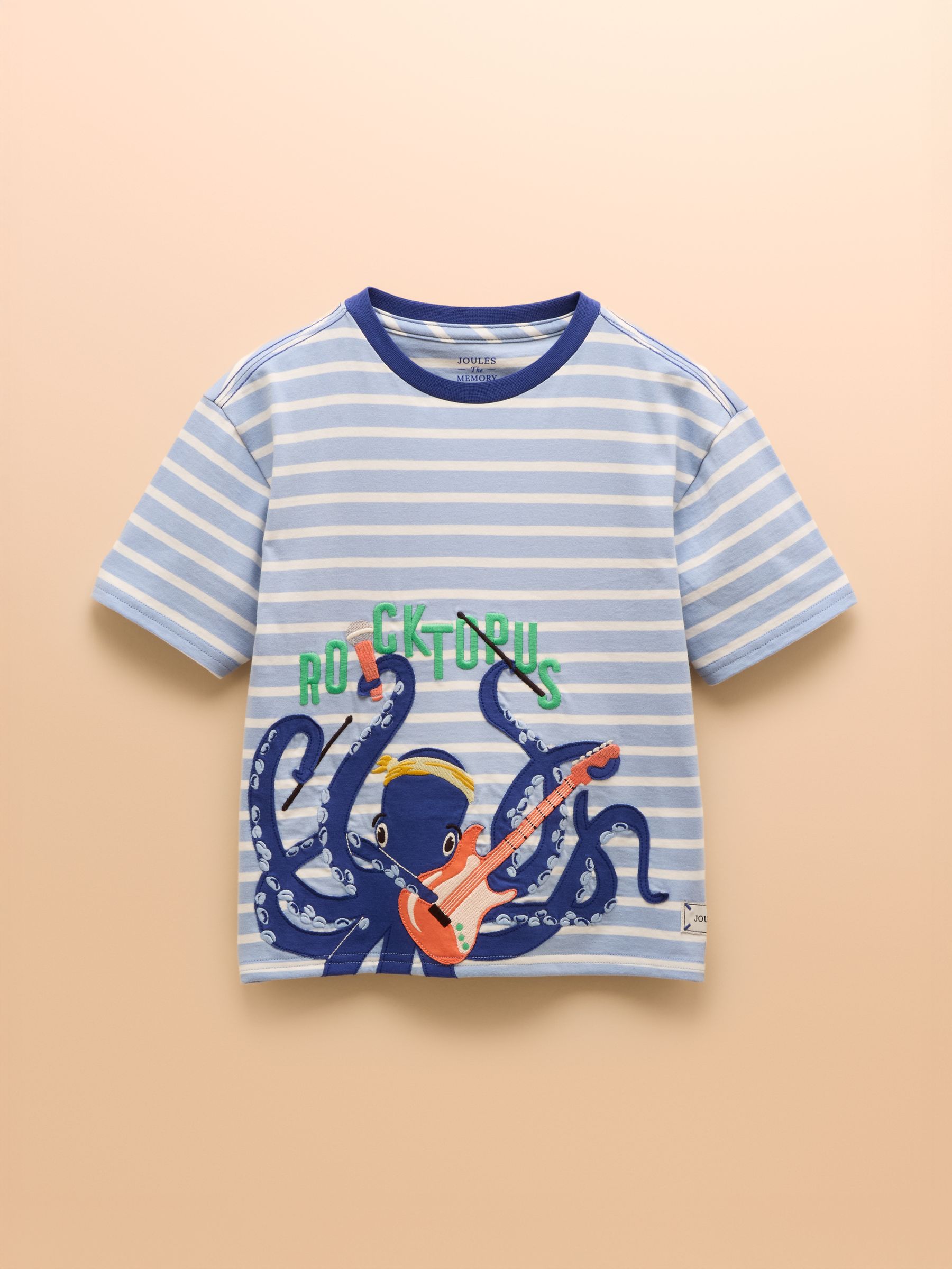 Archie Blue/White Cotton Short Sleeve Applique T-Shirt - Image 1 of 4