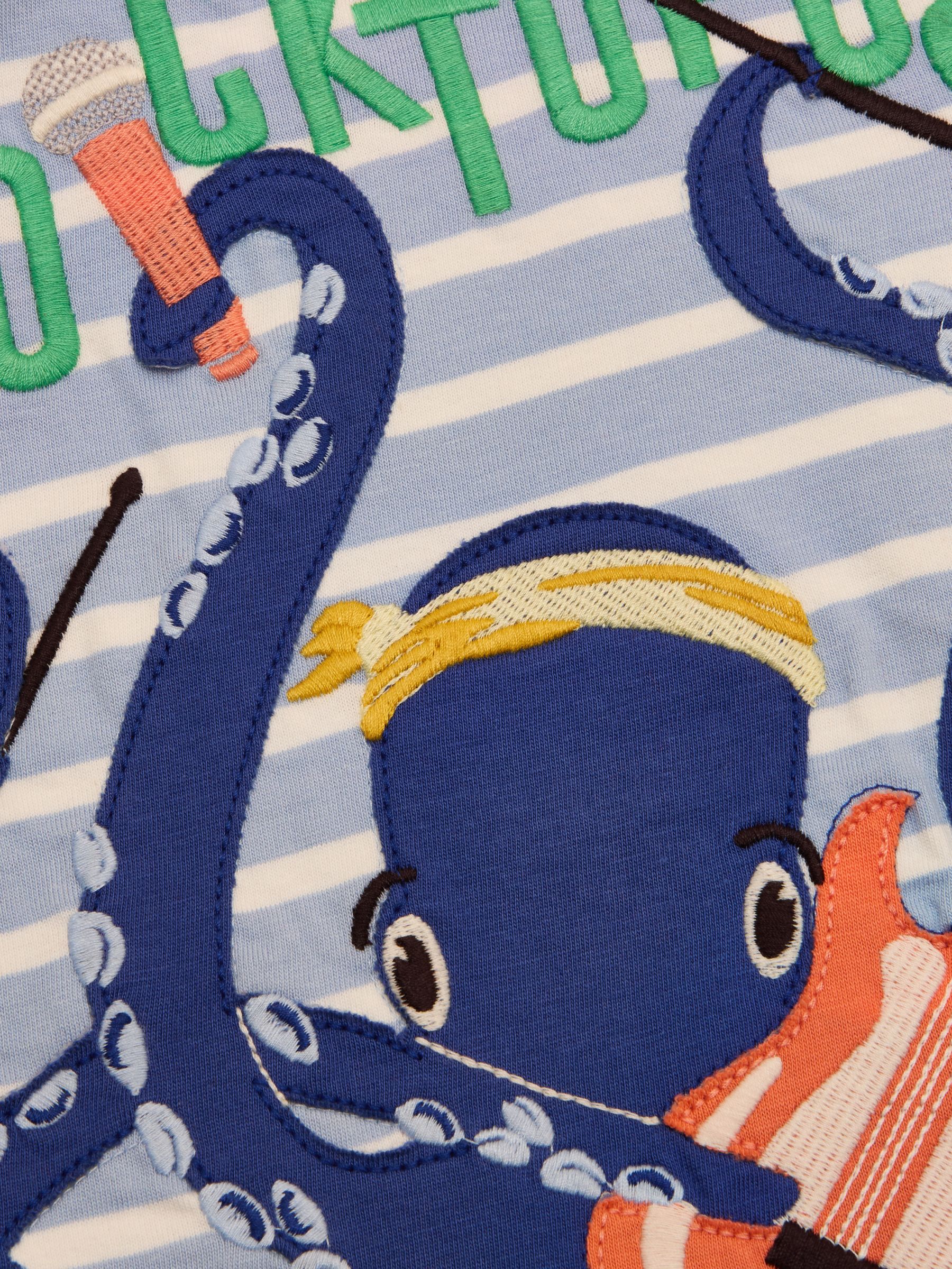 Archie Blue/White Cotton Short Sleeve Applique T-Shirt - Image 3 of 4