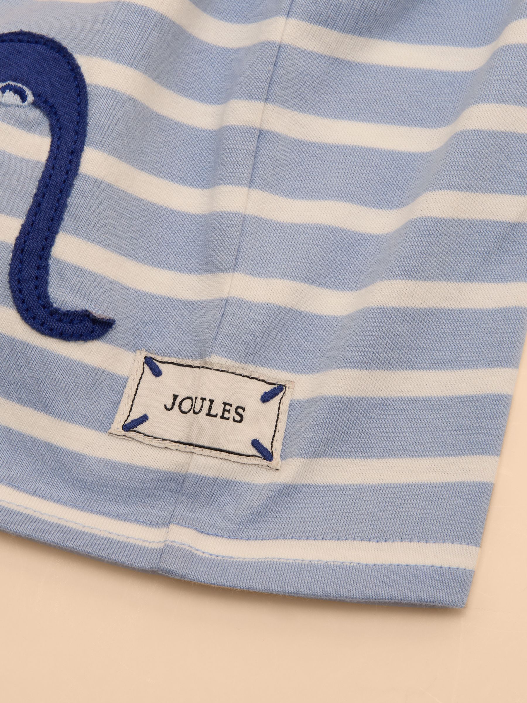 Archie Blue/White Cotton Short Sleeve Applique T-Shirt - Image 4 of 4