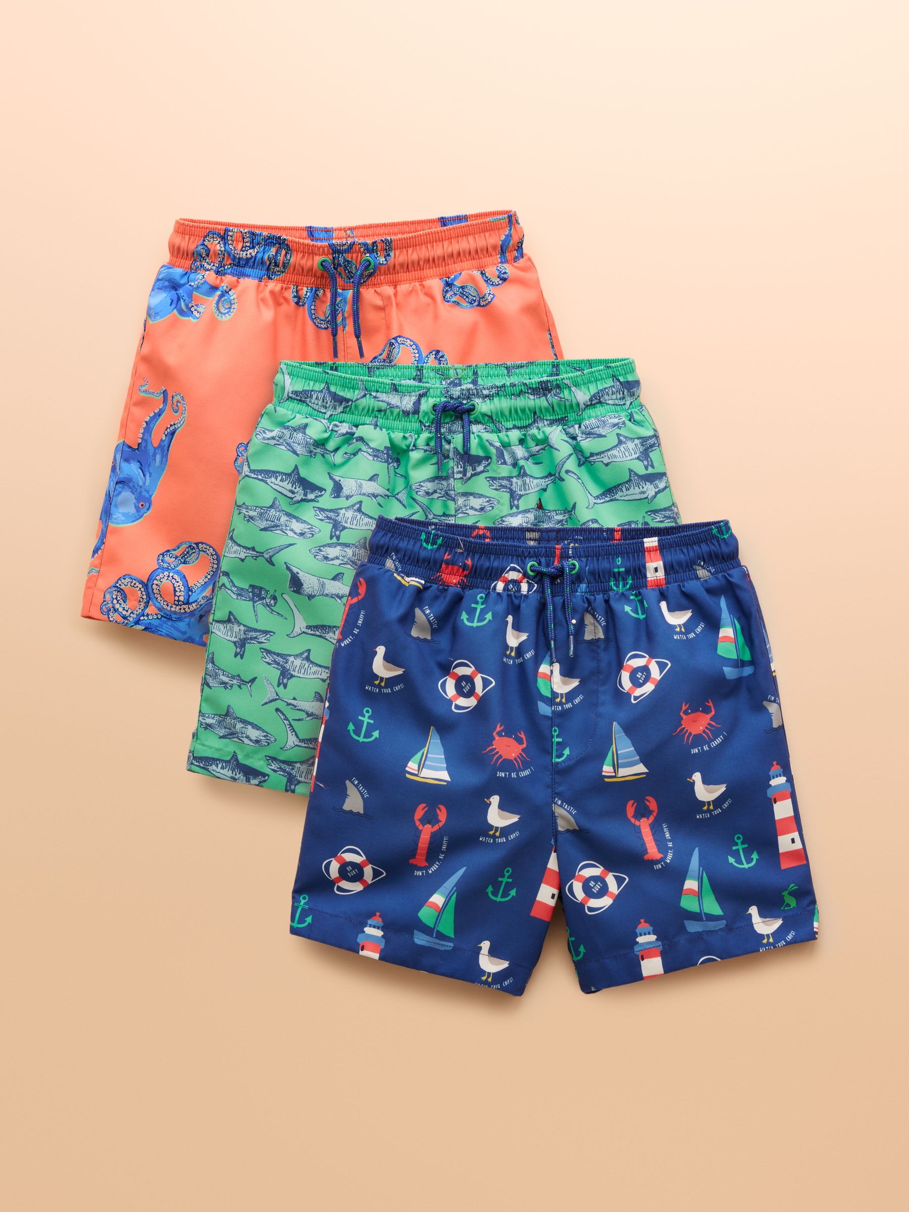 Ocean Multi Pack Of Three Swim Shorts - Image 1 of 12