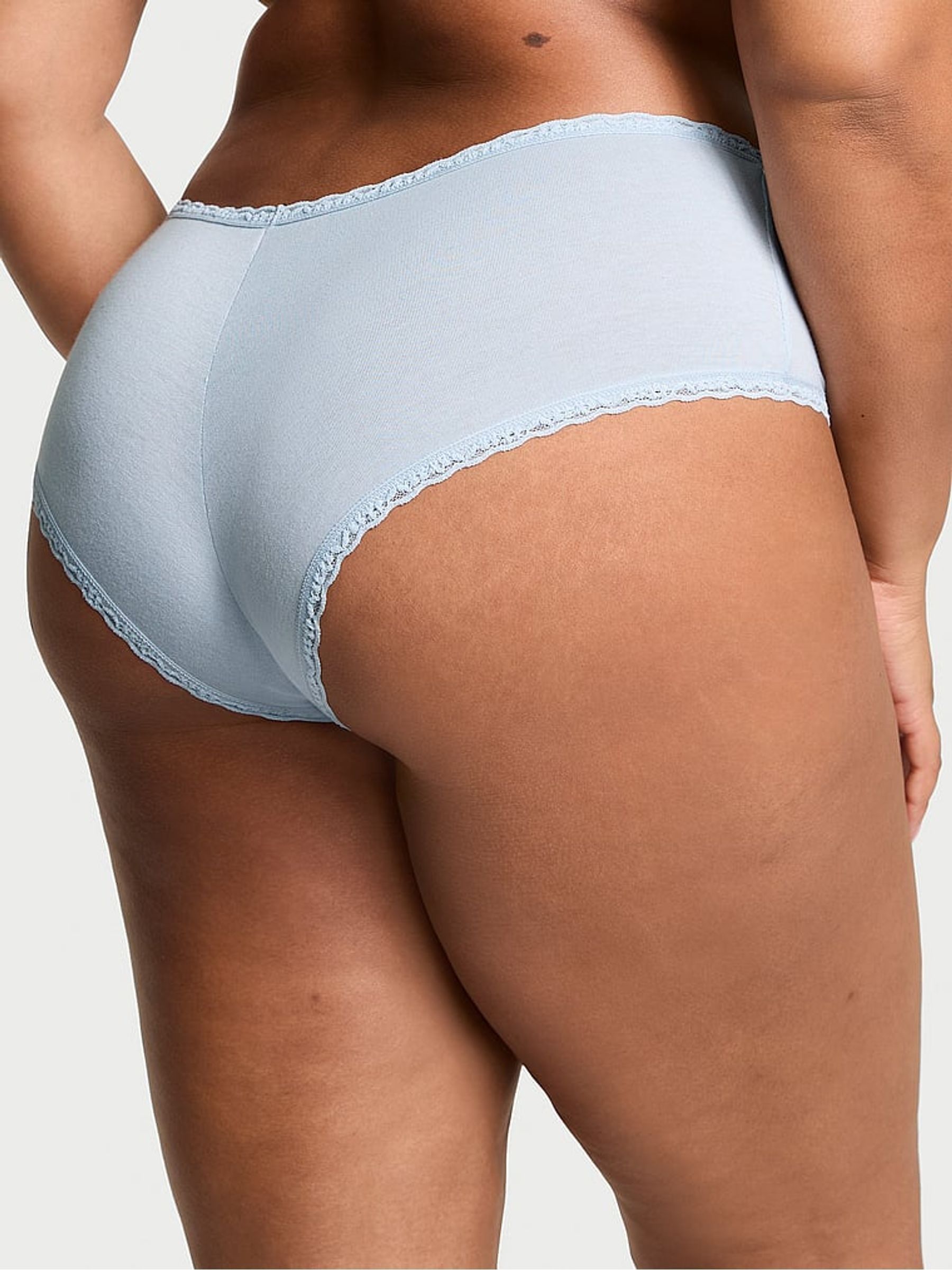 Palest Blue Cheeky Cotton Lace Waist Knickers - Image 2 of 3