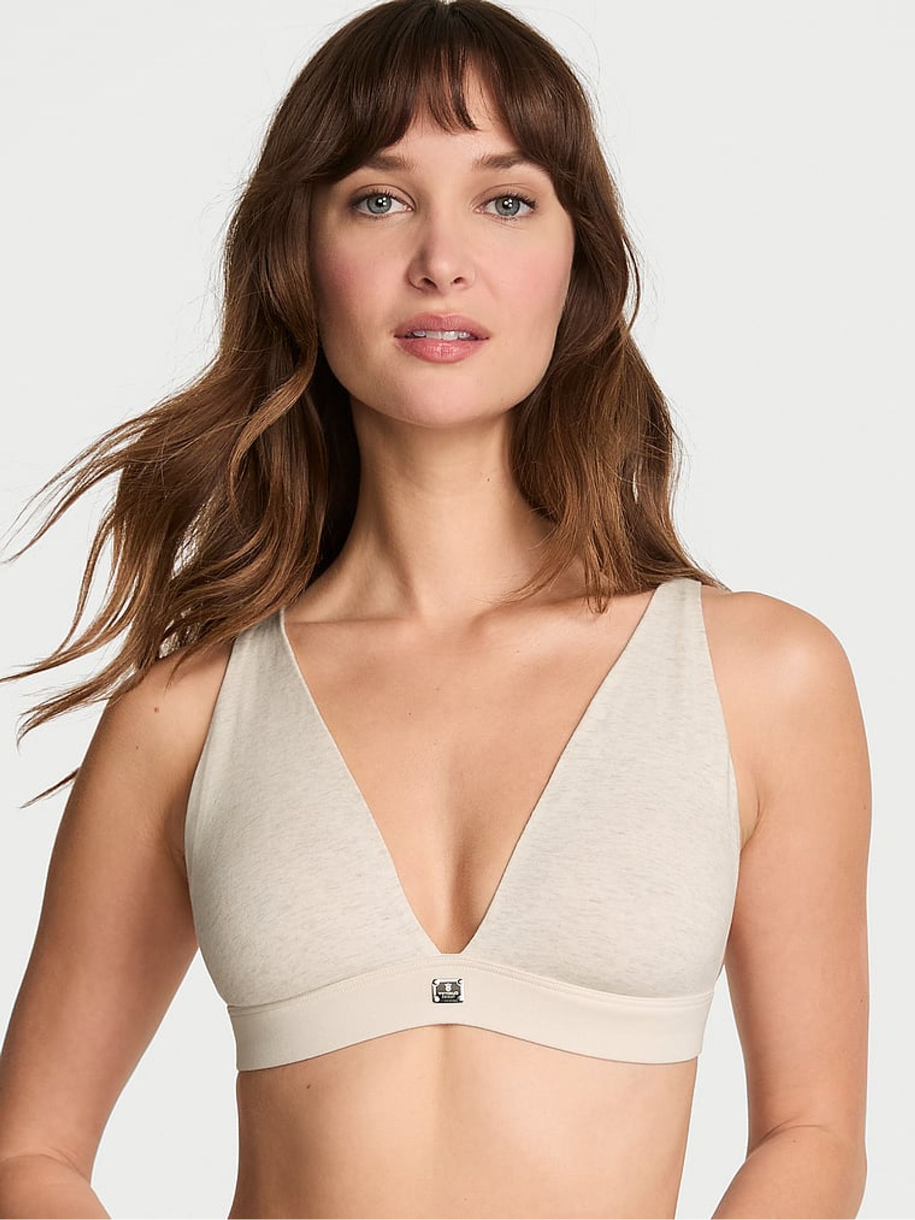 Nude Heather Cotton Logo Bralette - Image 1 of 2
