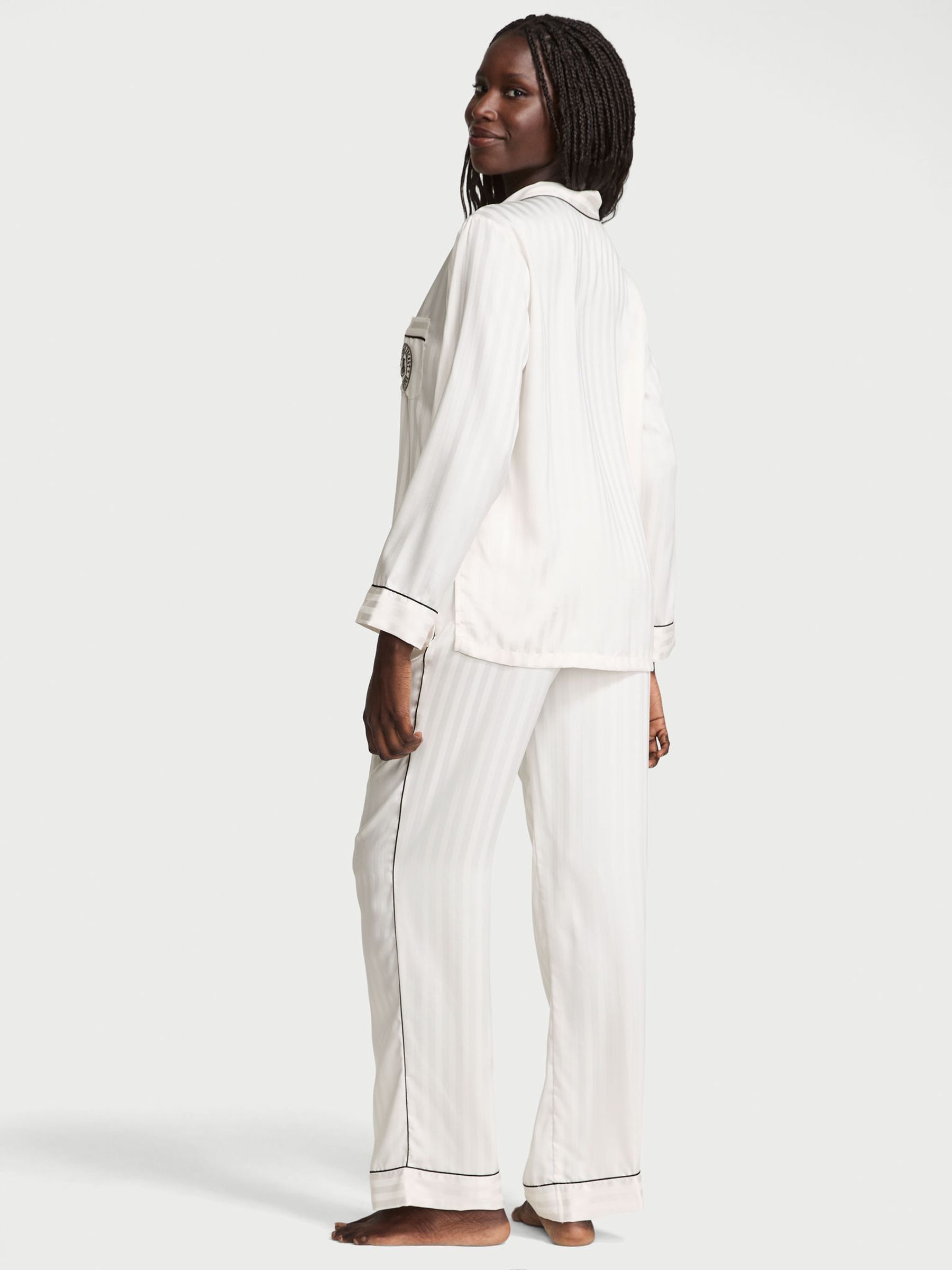White Satin Long Pyjama Set - Image 2 of 7