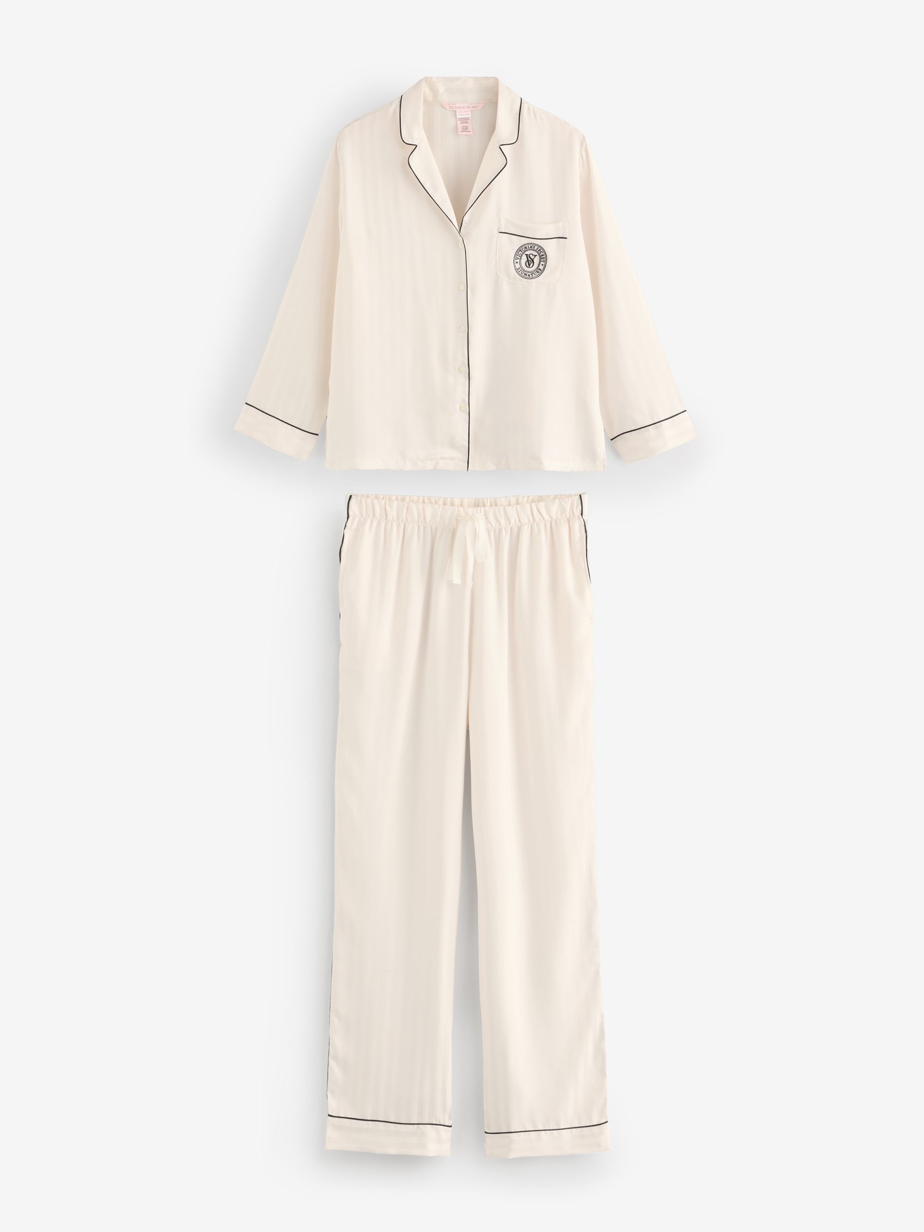 White Satin Long Pyjama Set - Image 3 of 7