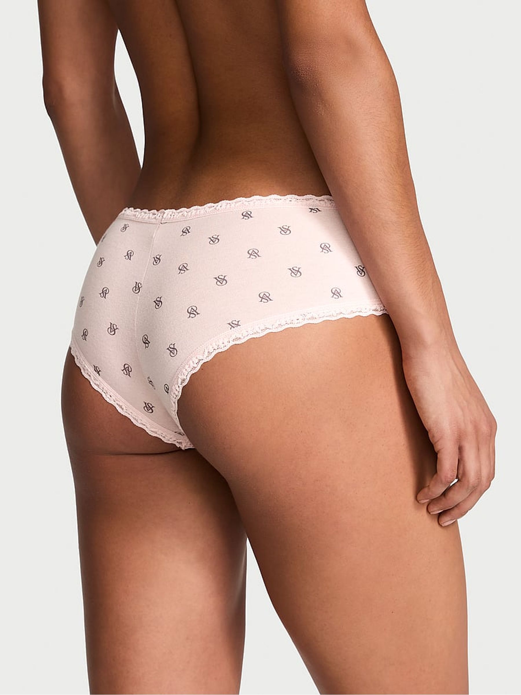Pink Logo Cheeky Cotton Lace Waist Knickers - Image 2 of 3