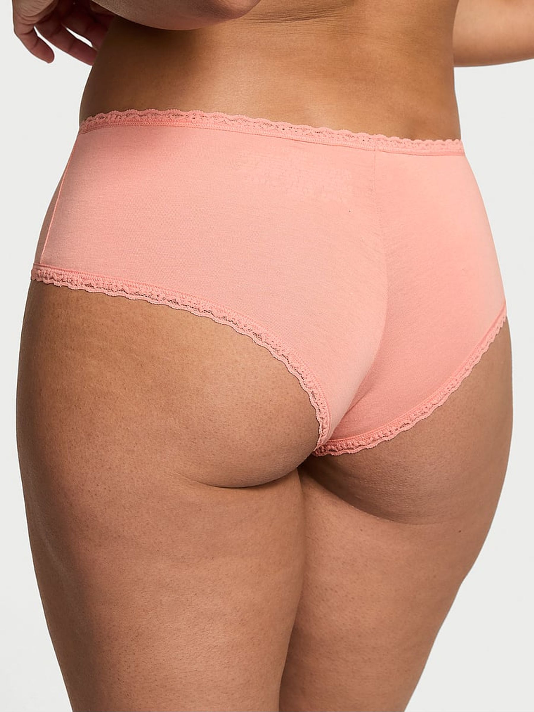 Peachy Orange Cheeky Cotton Lace Waist Knickers - Image 2 of 3