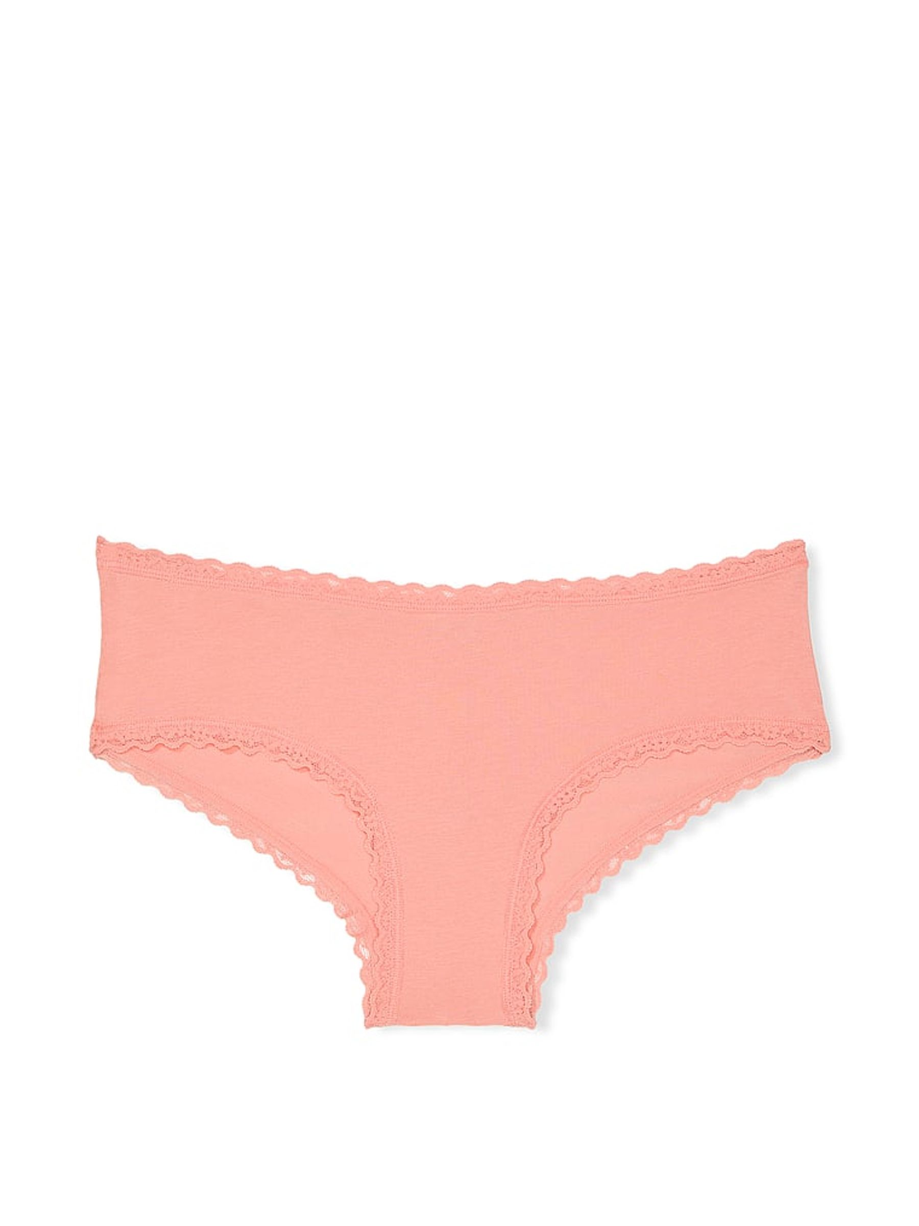 Peachy Orange Cheeky Cotton Lace Waist Knickers - Image 3 of 3