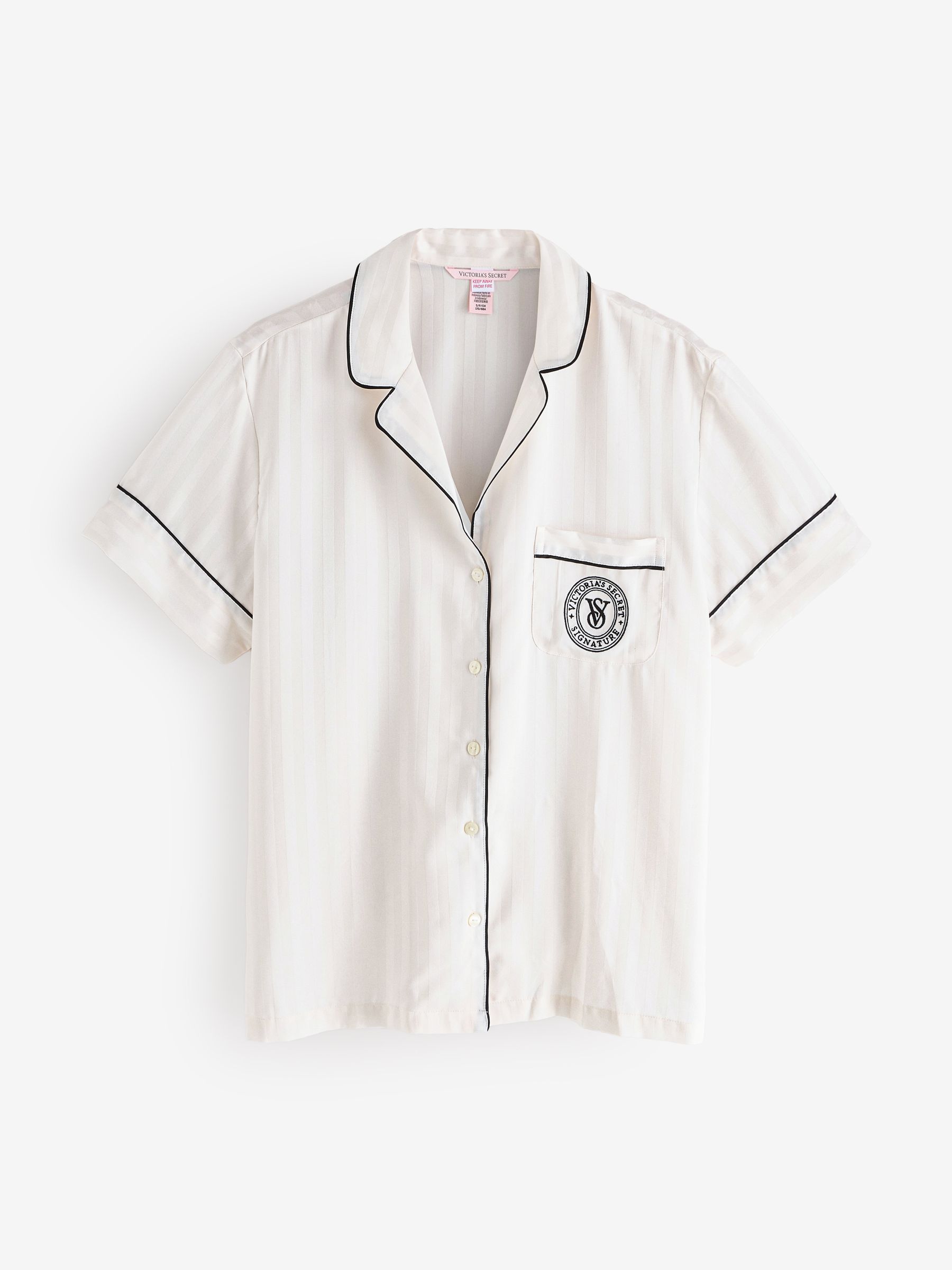 White Stripe Satin Short Pyjama Set - Image 2 of 7