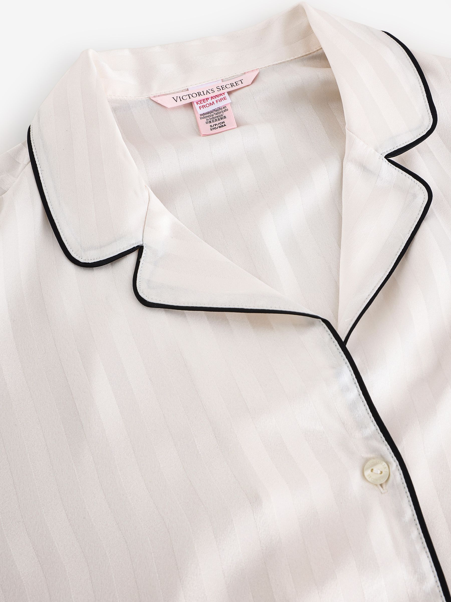 White Stripe Satin Short Pyjama Set - Image 5 of 7