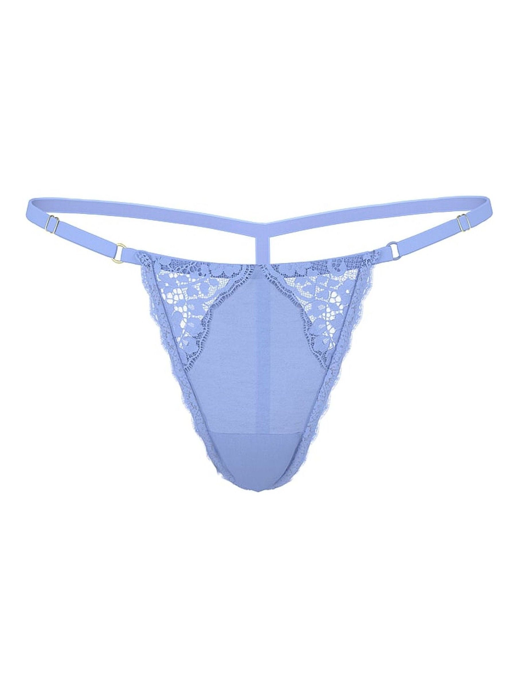 Blue Cameo Lace Trim G String Knickers - Image 3 of 3