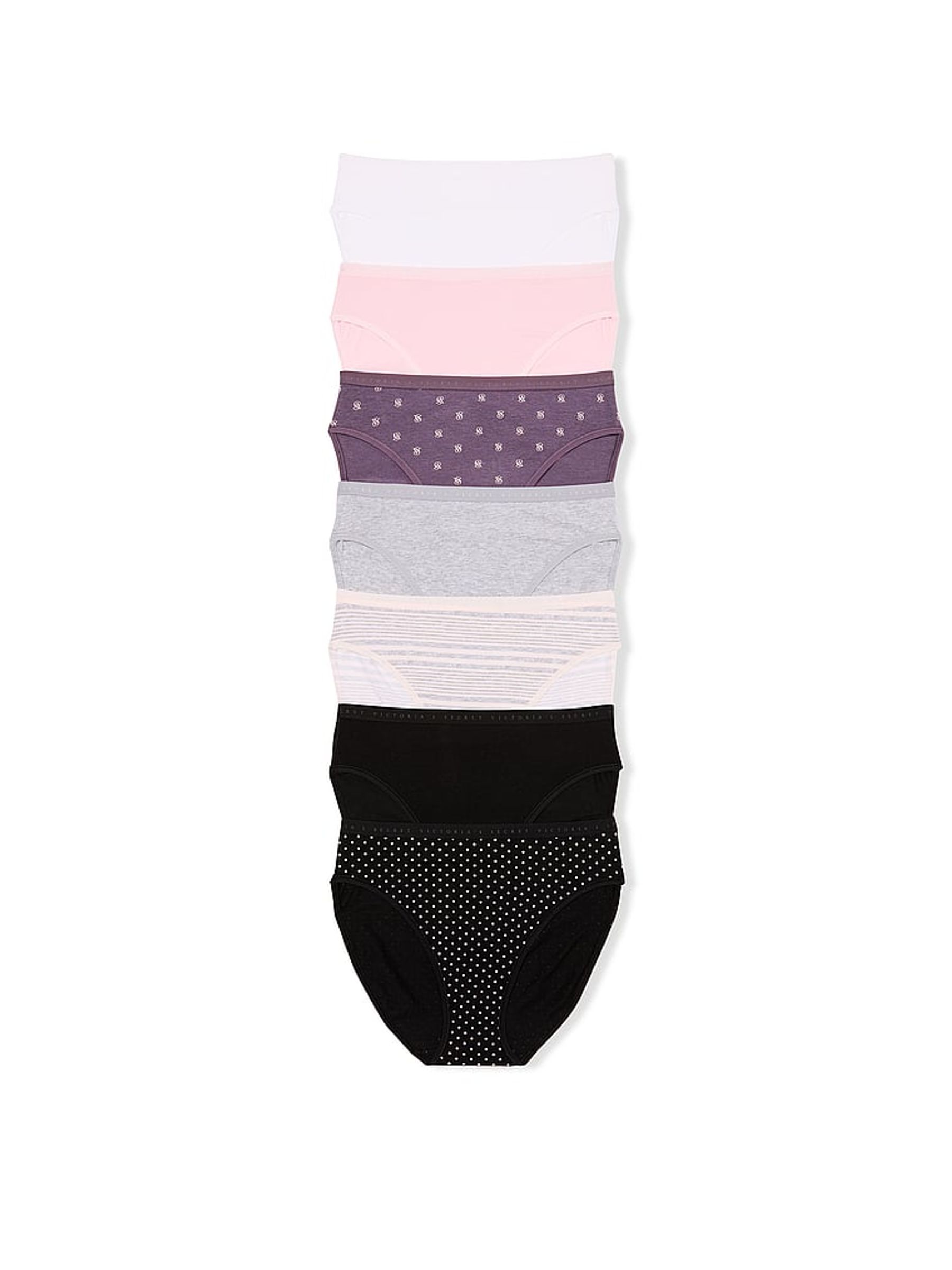 White/Pink/Purple/Grey/Black Brief Logo 7 Pack Knickers - Image 1 of 3