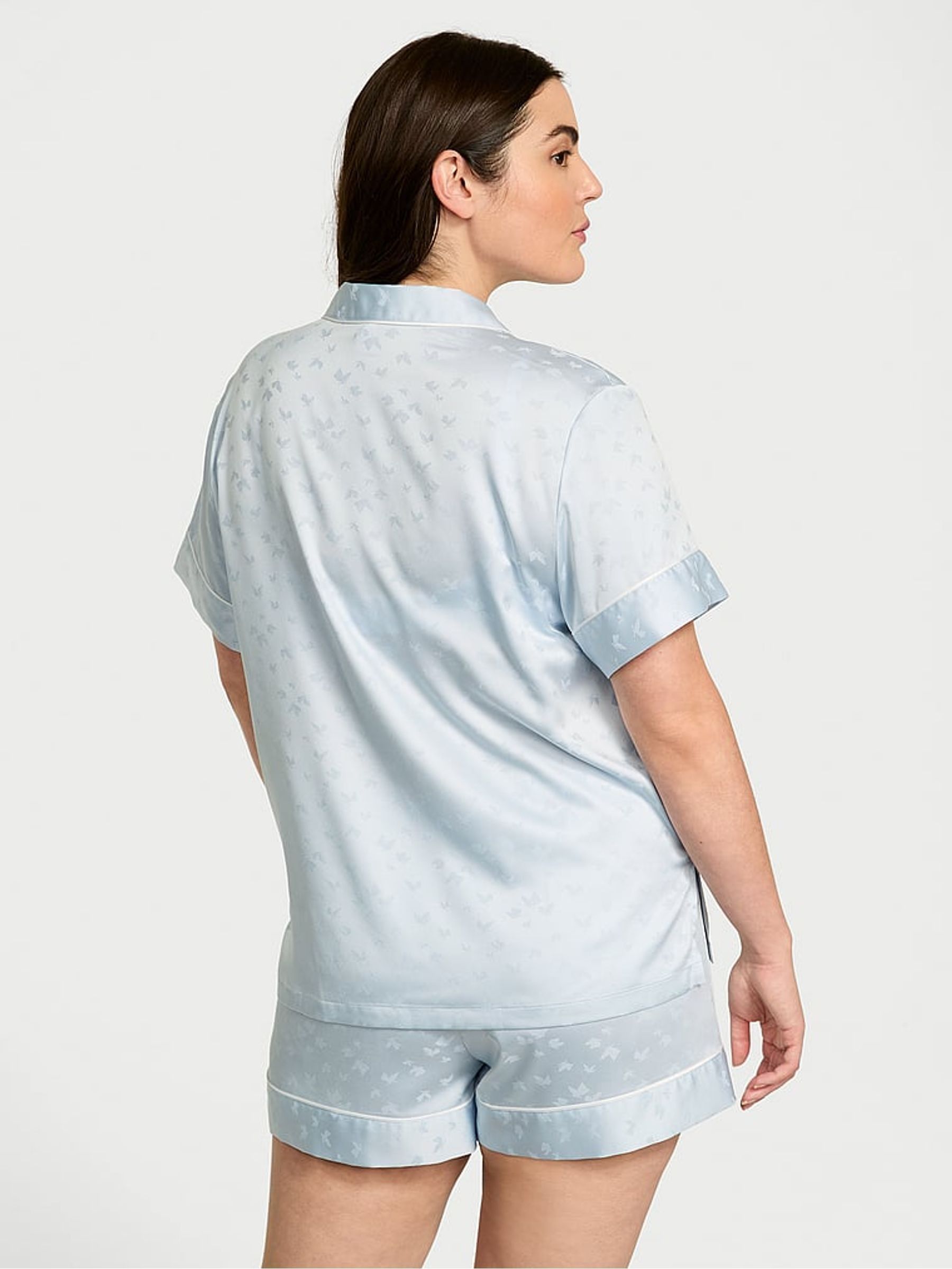 Palest Blue Butterfly Jacquard Satin Short Pyjama Set - Image 2 of 3