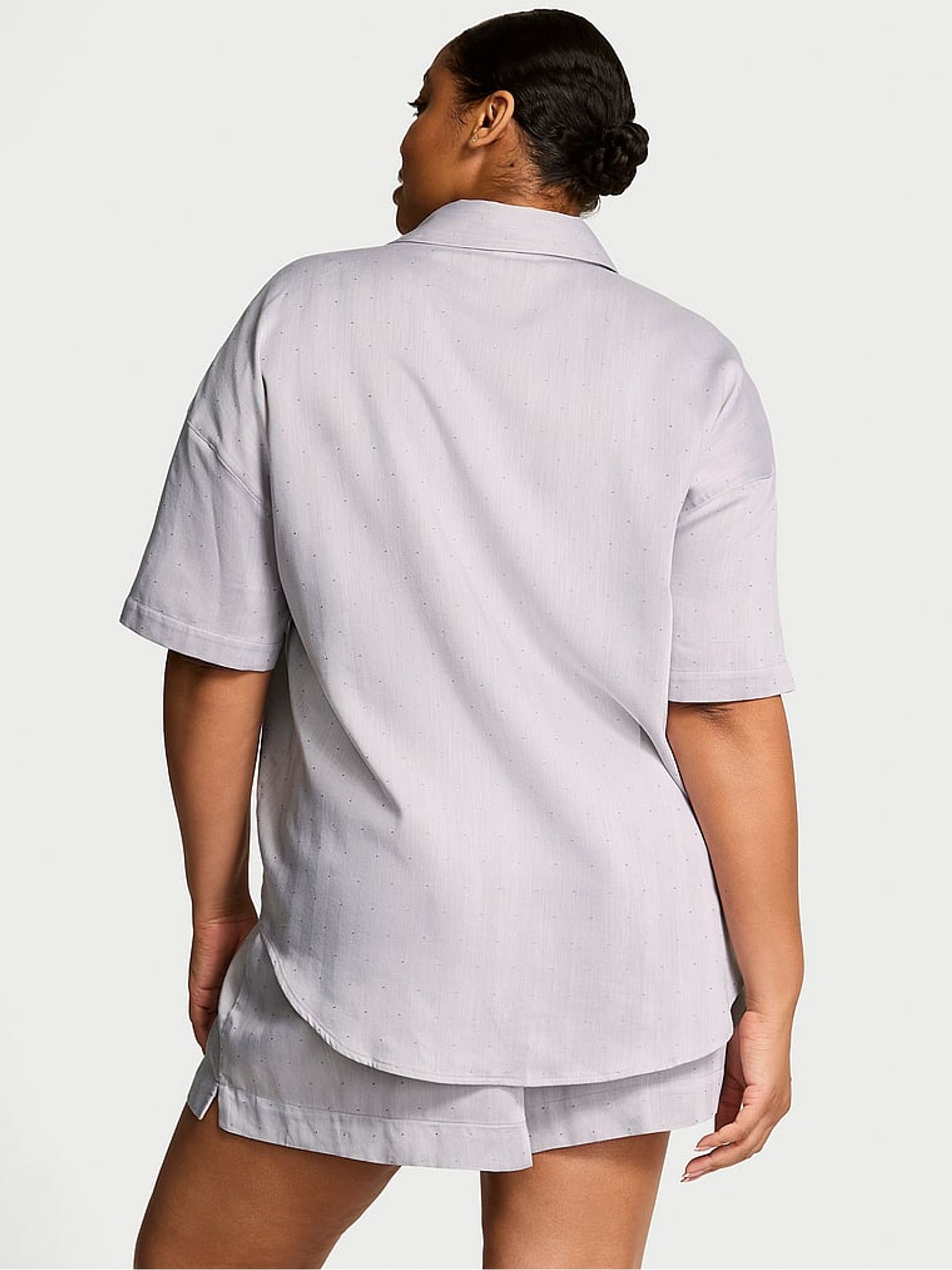 Turtle Dove Grey Herringbone Cotton Modal Short Pyjama Set - Image 2 of 2