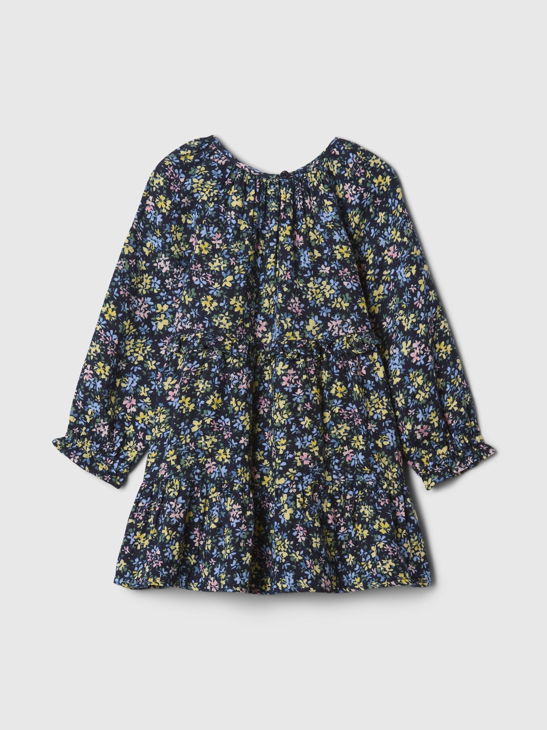 Navy Blue Floral Ruffle Gauze Dress (6mths-5yrs) - Image 2 of 3