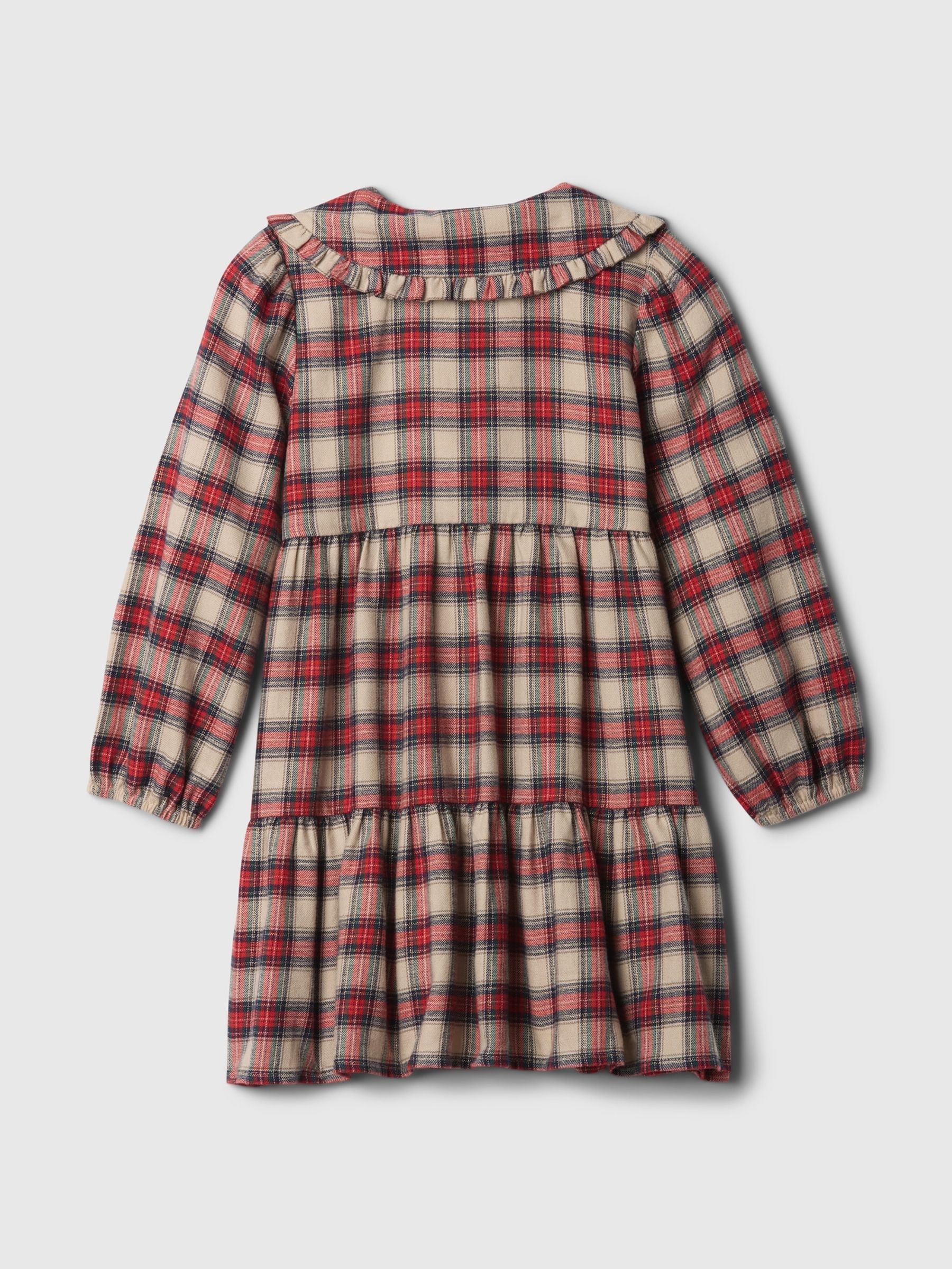 Red Tiered Flannel Shirt Dress (6mths-5yrs) - Image 2 of 3