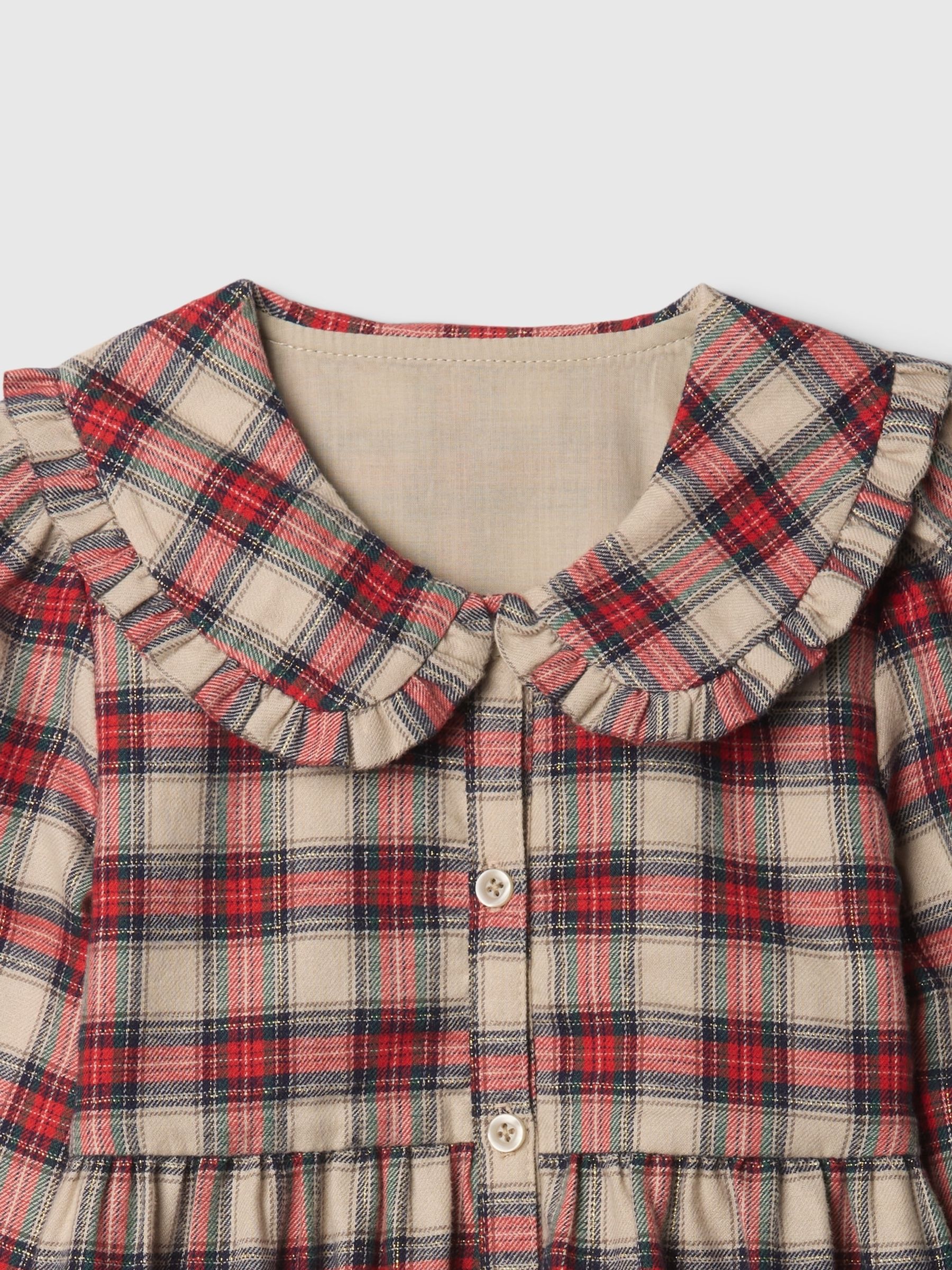 Red Tiered Flannel Shirt Dress (6mths-5yrs) - Image 3 of 3