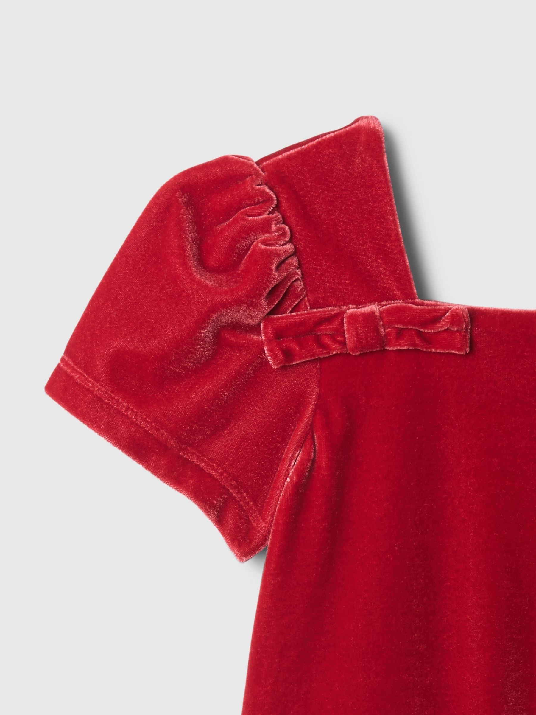 Red Velour Bow Shift Dress (6mths-5yrs) - Image 4 of 4