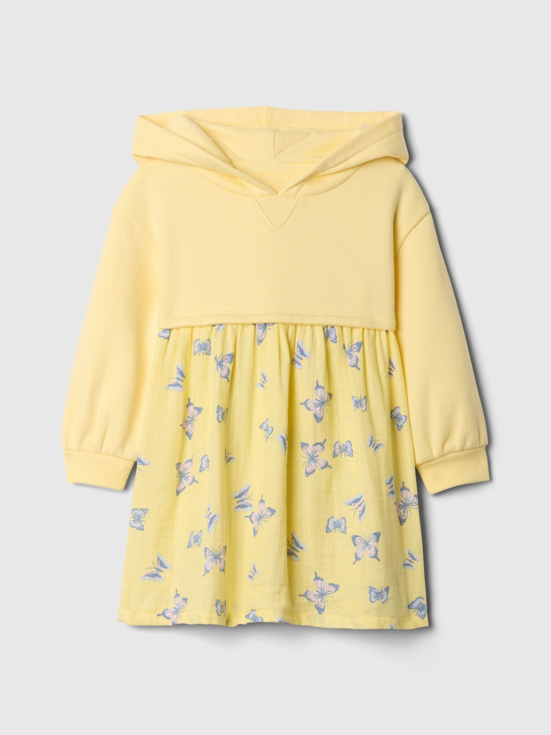 Yellow 2-in-1 Vintage Soft Hoodie Dress (6mths-5yrs) - Image 1 of 3