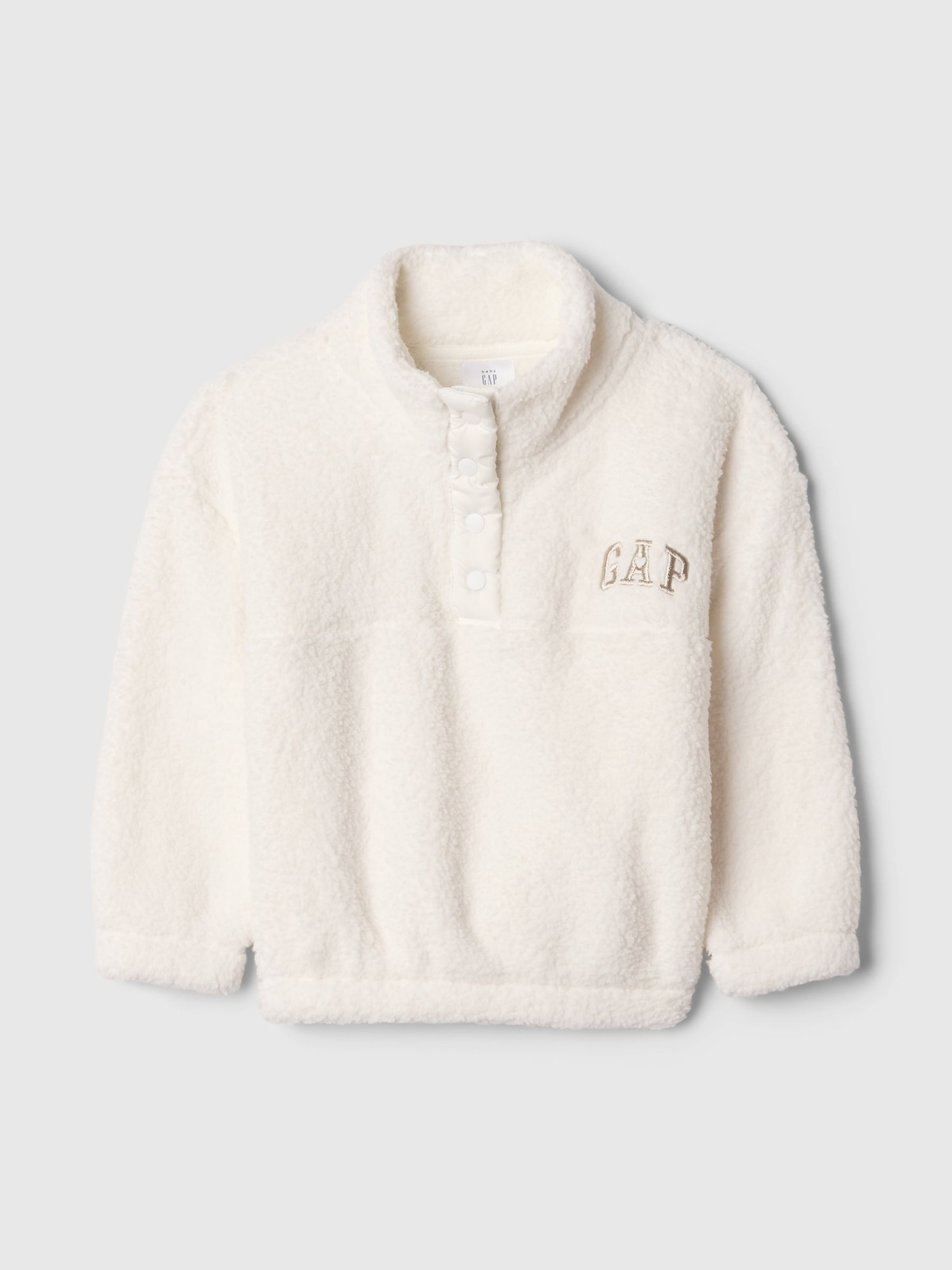 White Recycled Sherpa Quarter-Snap Fleece (6mths-5yrs) - Image 1 of 2