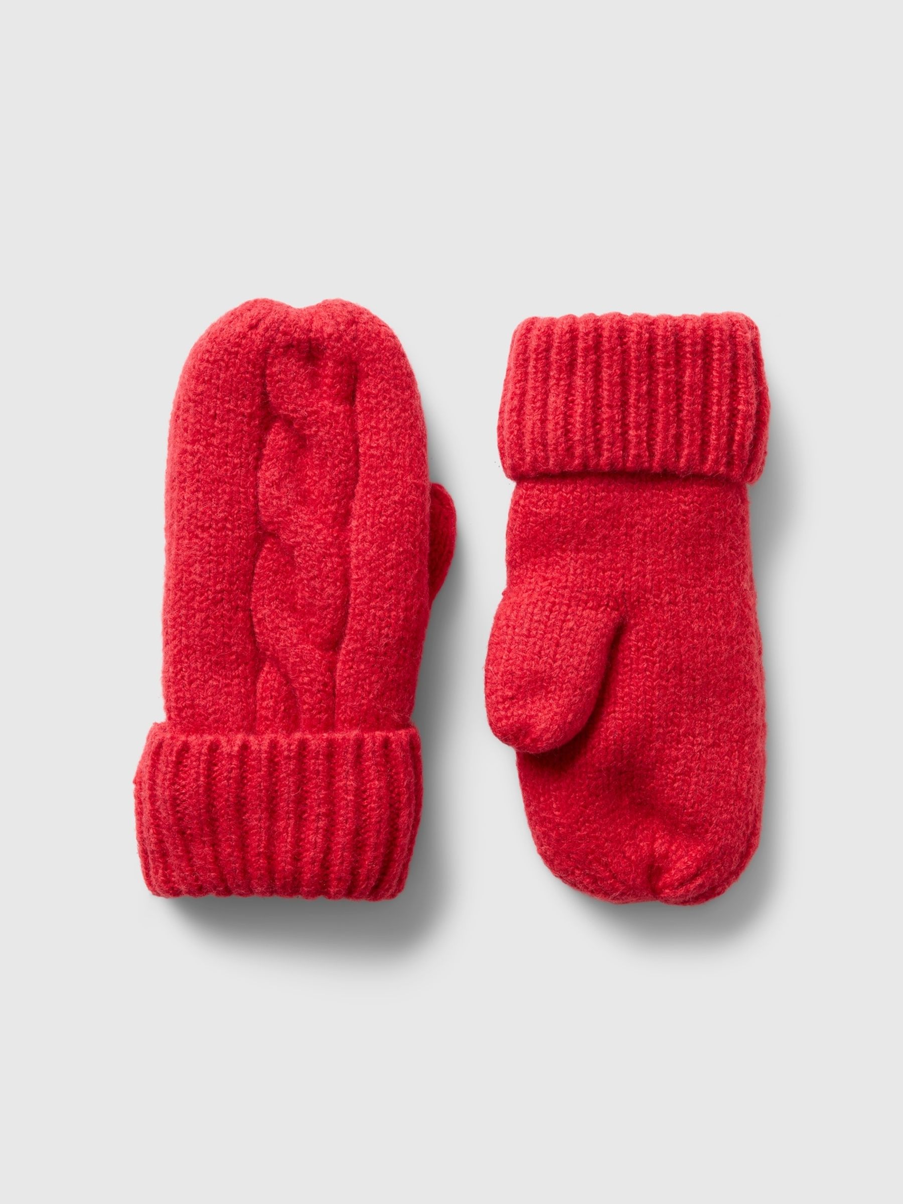 Red Toddler CashSoft Cable-Knit Mittens - Image 1 of 1