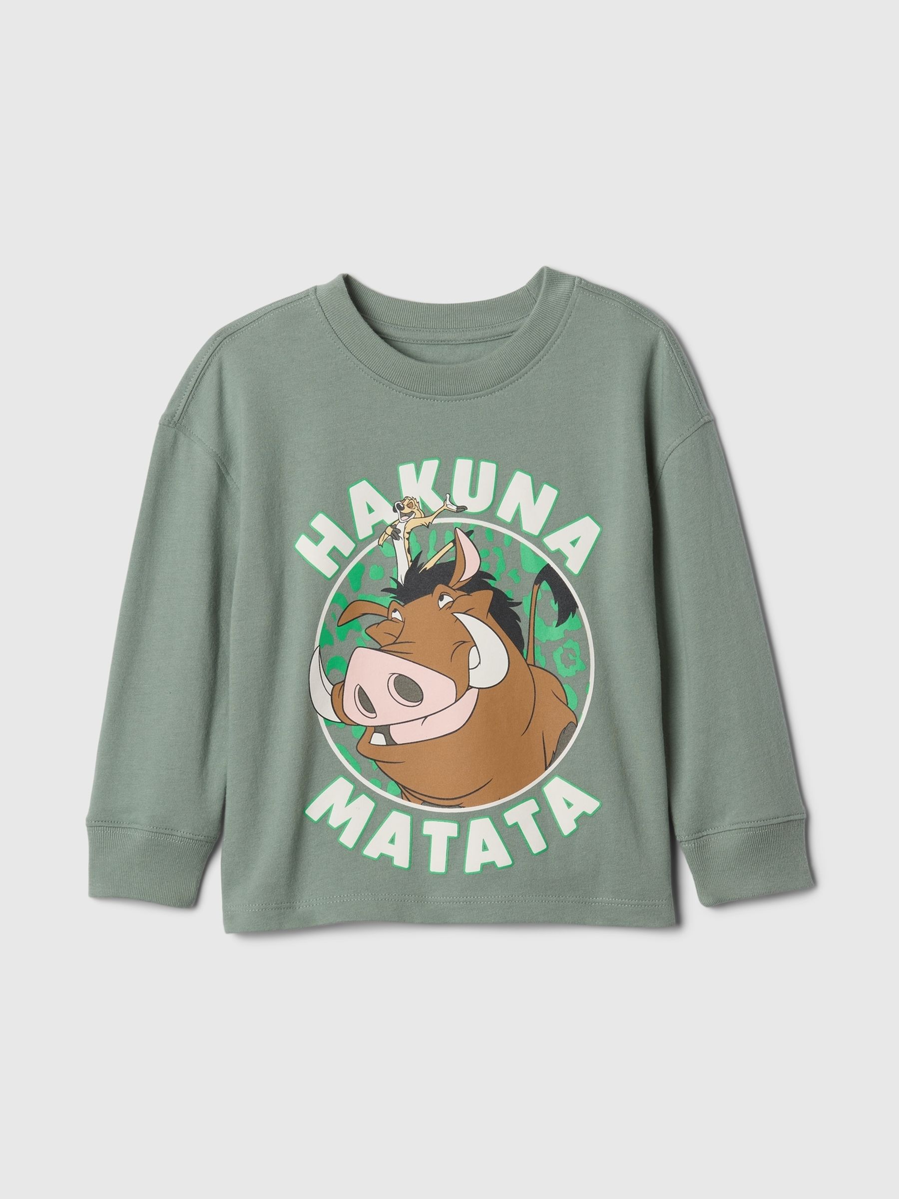 Green Pumbaa & Timon Disney Lion King Graphic Long Sleeve T-Shirt (6mths-5yrs) - Image 1 of 2