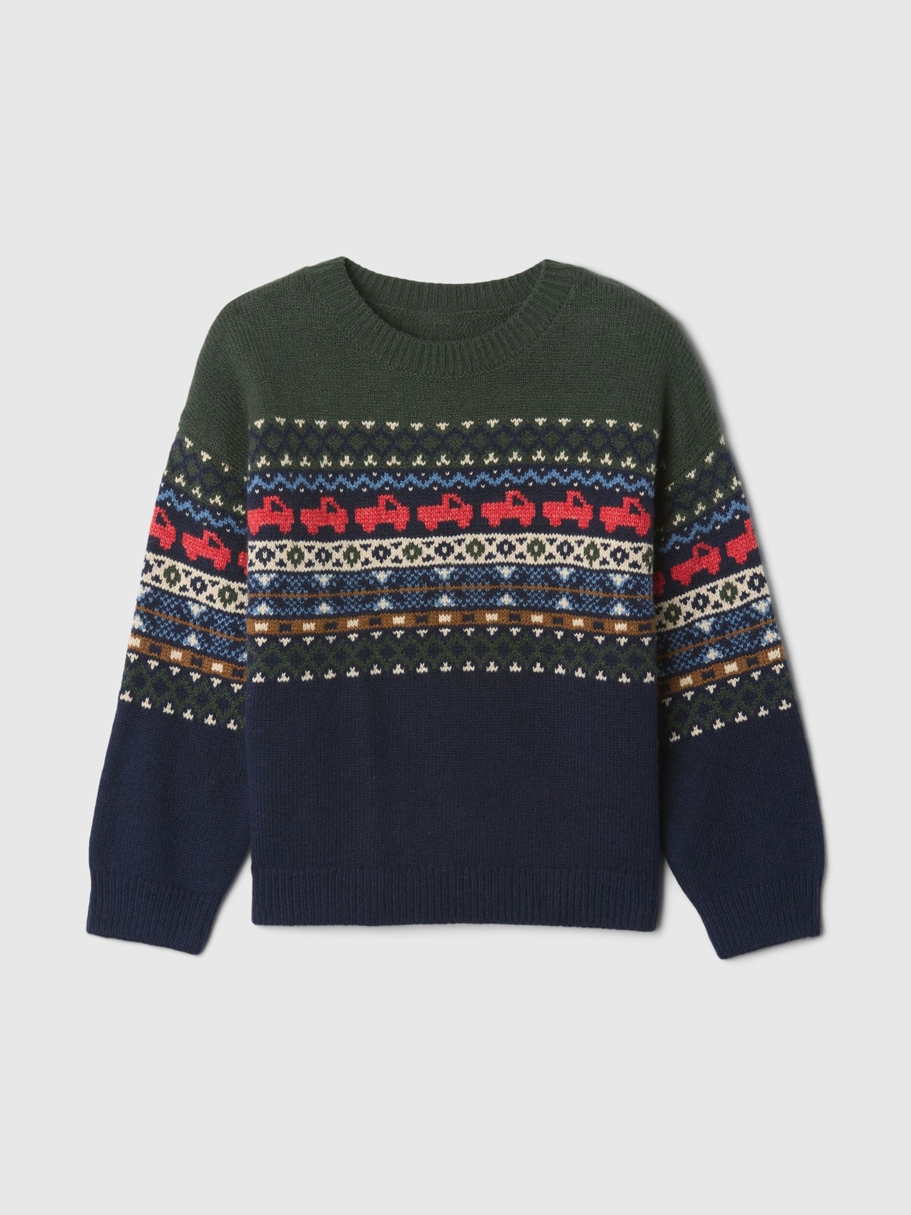 Green & Blue CashSoft Fair Isle Knit Crew Neck Christmas Jumper (6mths-5yrs) - Image 2 of 3