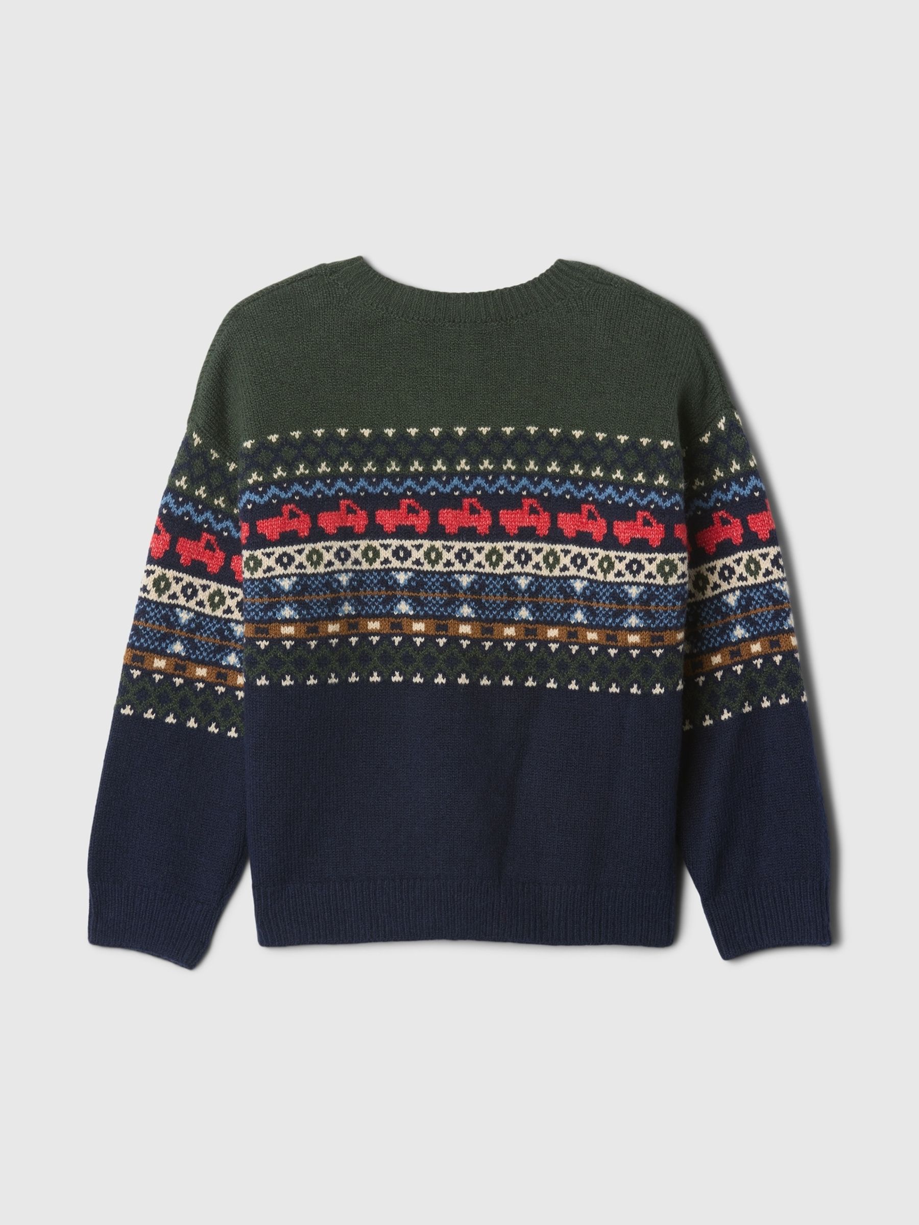 Green & Blue CashSoft Fair Isle Knit Crew Neck Christmas Jumper (6mths-5yrs) - Image 3 of 3