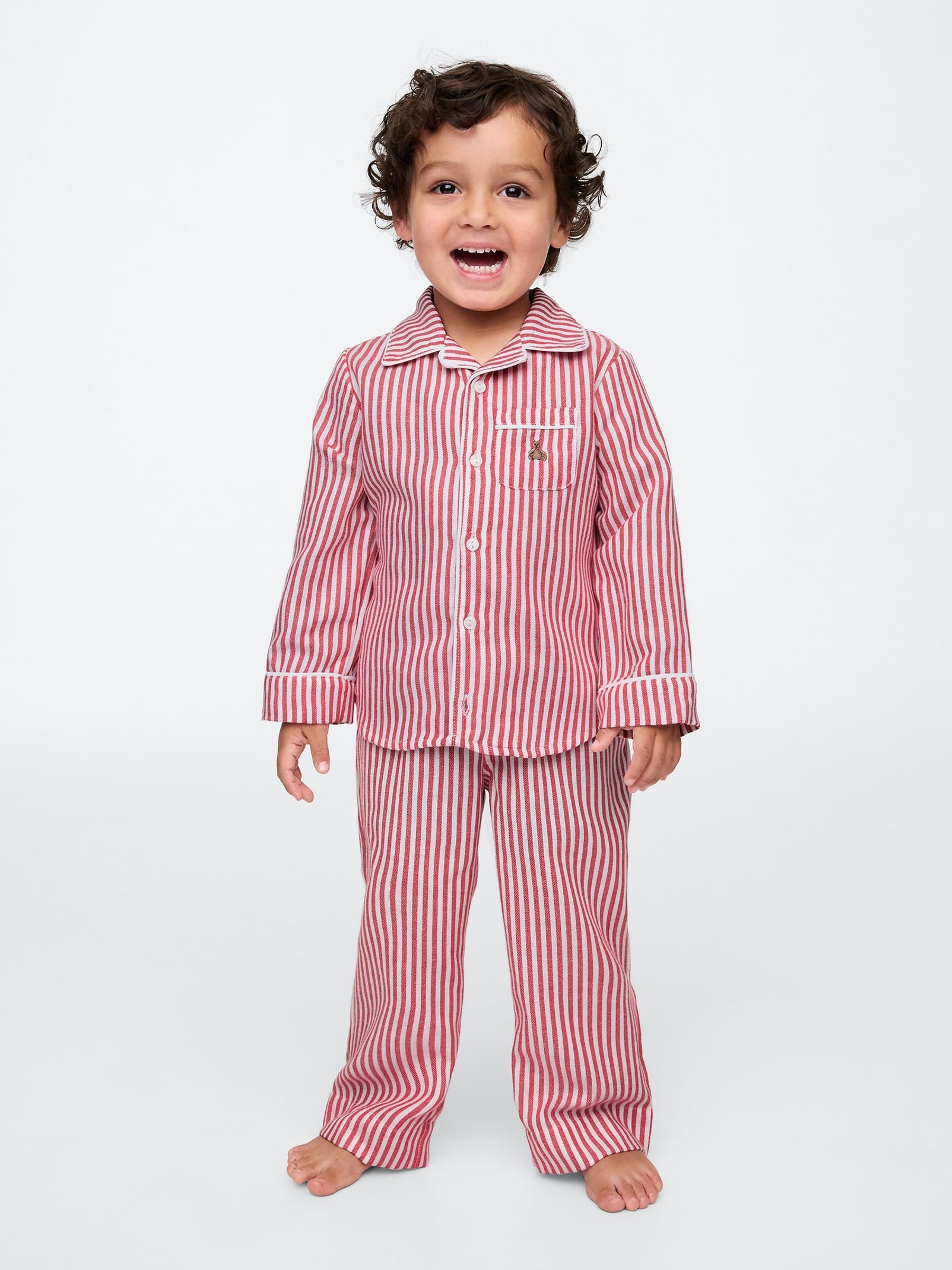Red Stripe Matching Family Christmas Long Sleeve Button Pyjamas (6mths-5yrs) - Image 1 of 3