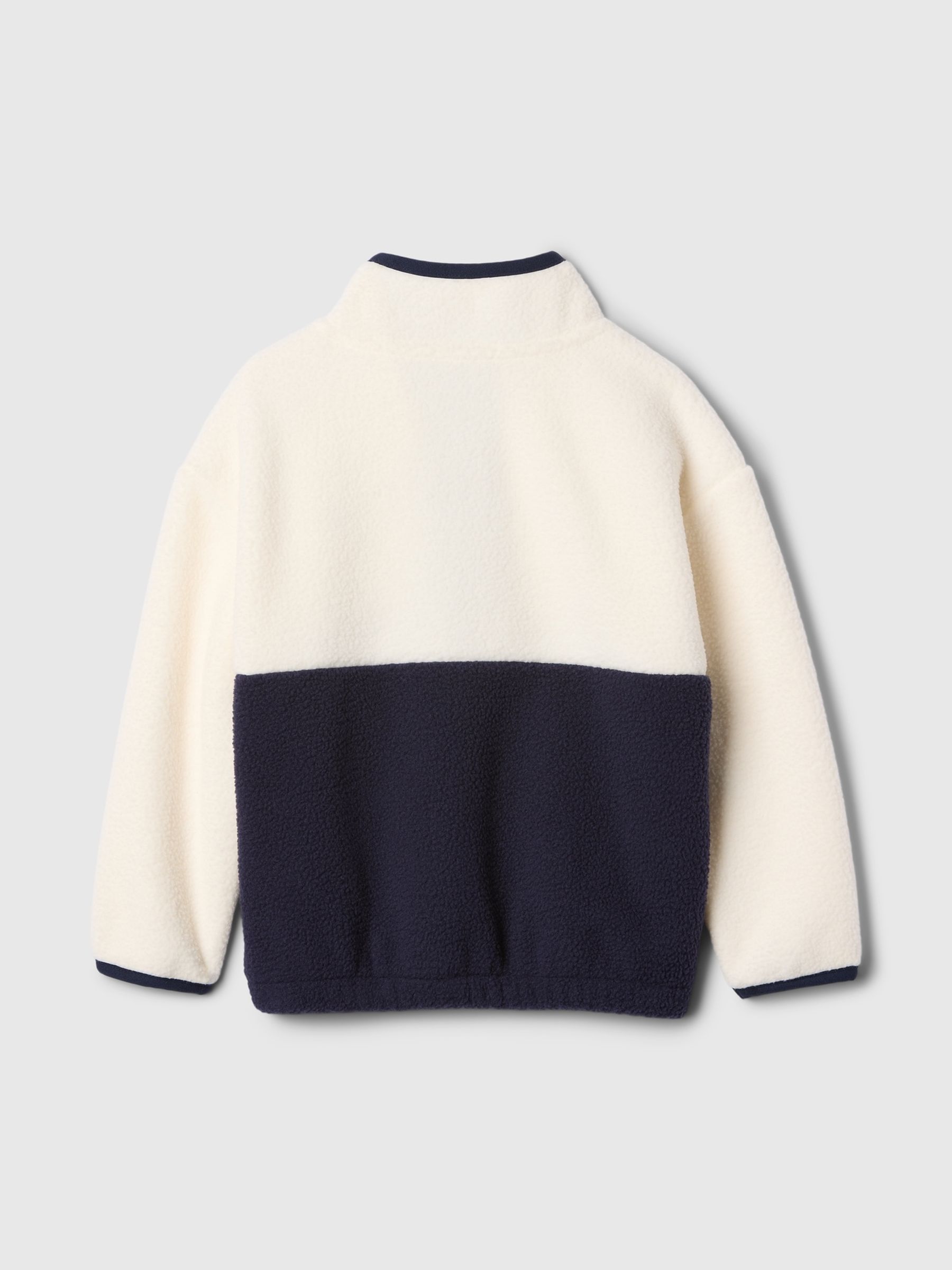 Cream & Navy Blue Sherpa Half-Zip Fleece (6mths-5yrs) - Image 2 of 3