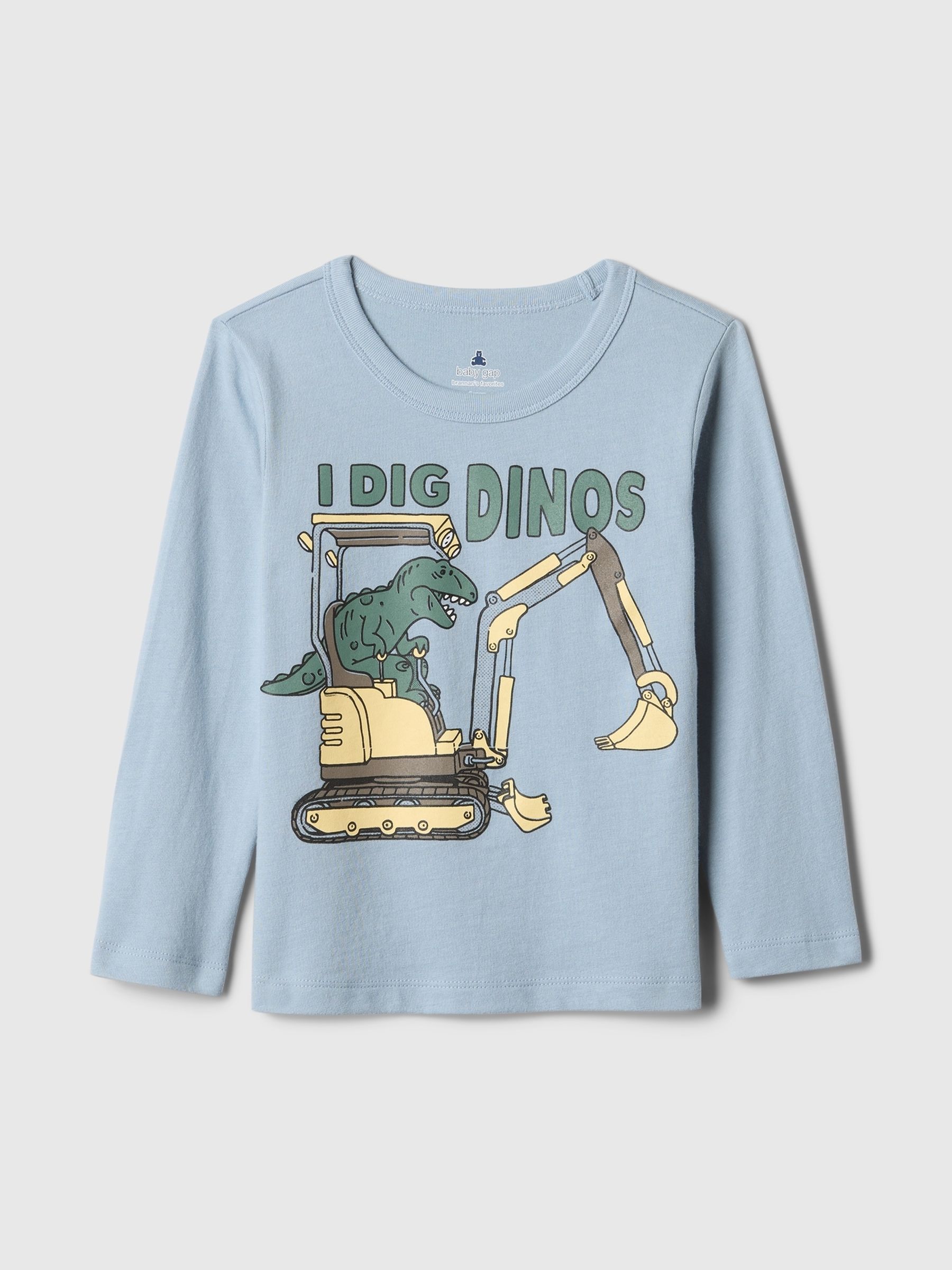 Blue Dinosaur Long Sleeve Crew Neck Graphic T-Shirt (6mths-5yrs) - Image 1 of 2
