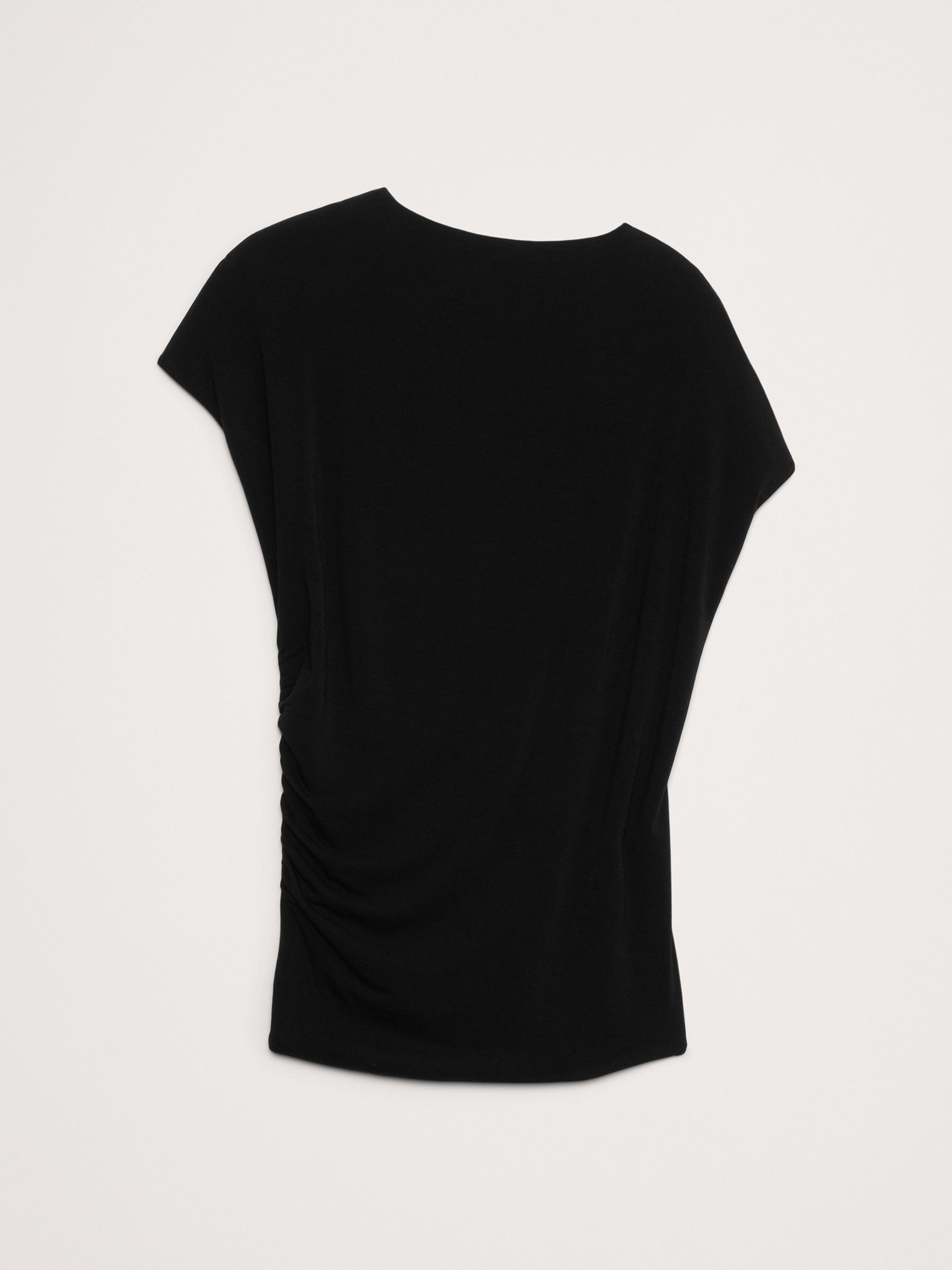 Banana Republic Black Luxe Wool-Blend Draped Top - Image 4 of 4