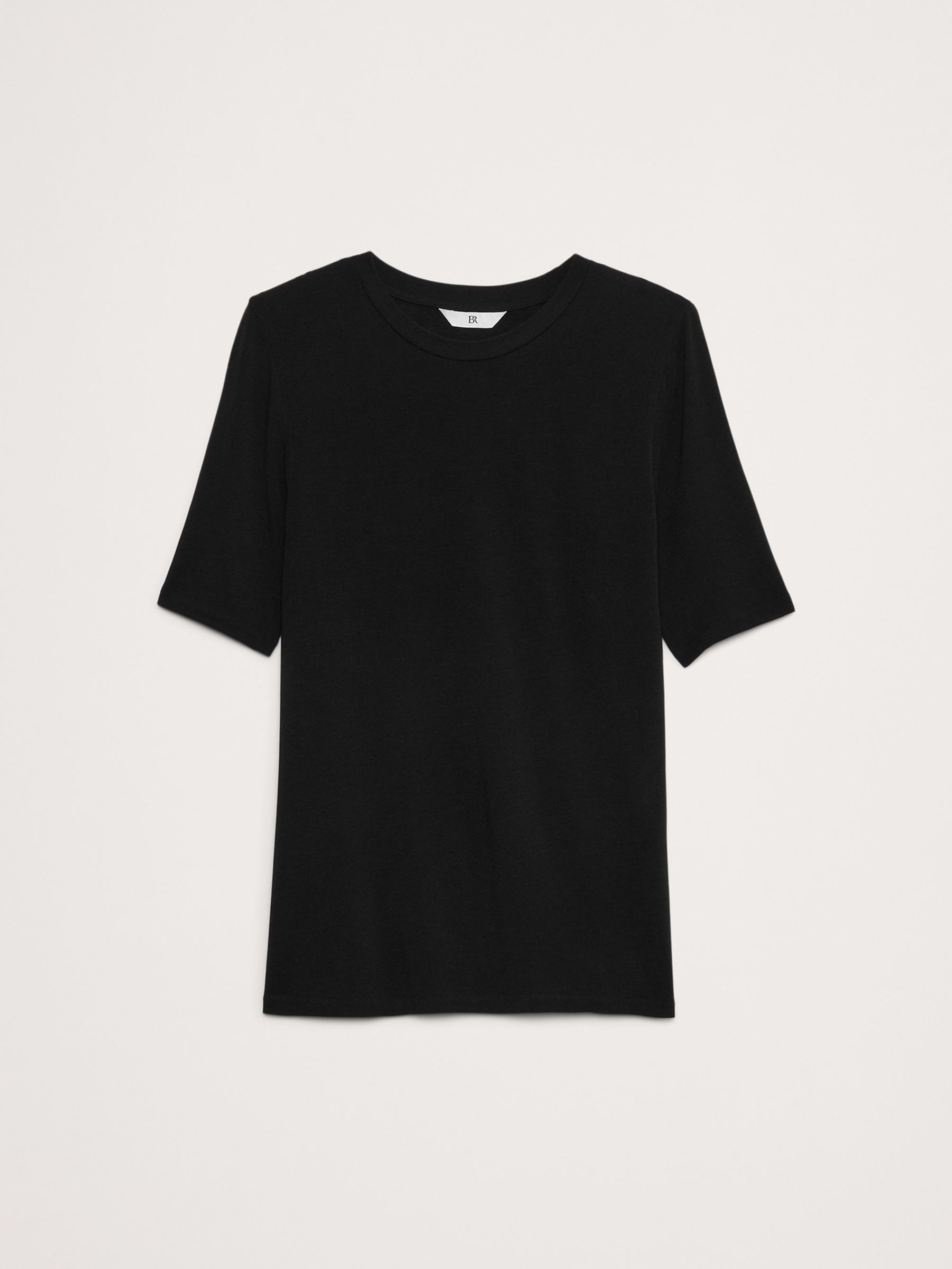 Banana Republic Black Luxe Wool-Blend Elbow-Sleeve Top - Image 4 of 4