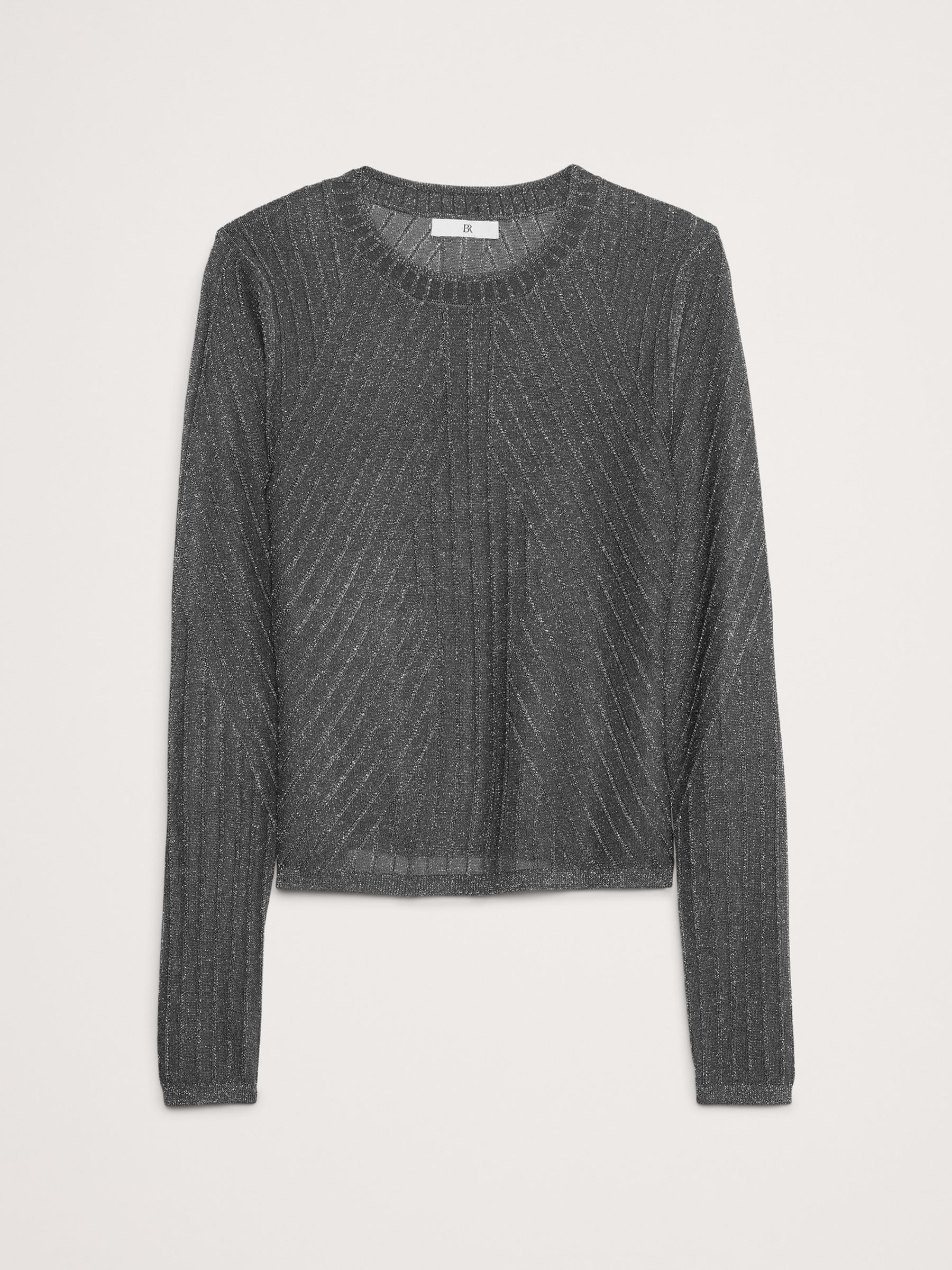 Banana Republic Black Metallic Ribbed Long Sleeve Top - Image 4 of 4
