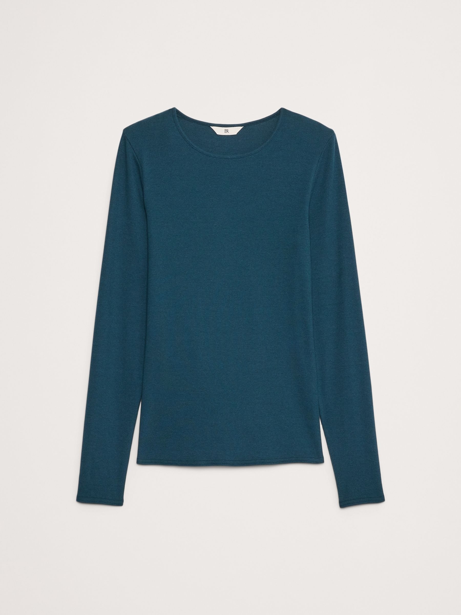 Banana Republic Blue Ribbed Crew-Neck T-Shirt - Image 4 of 4