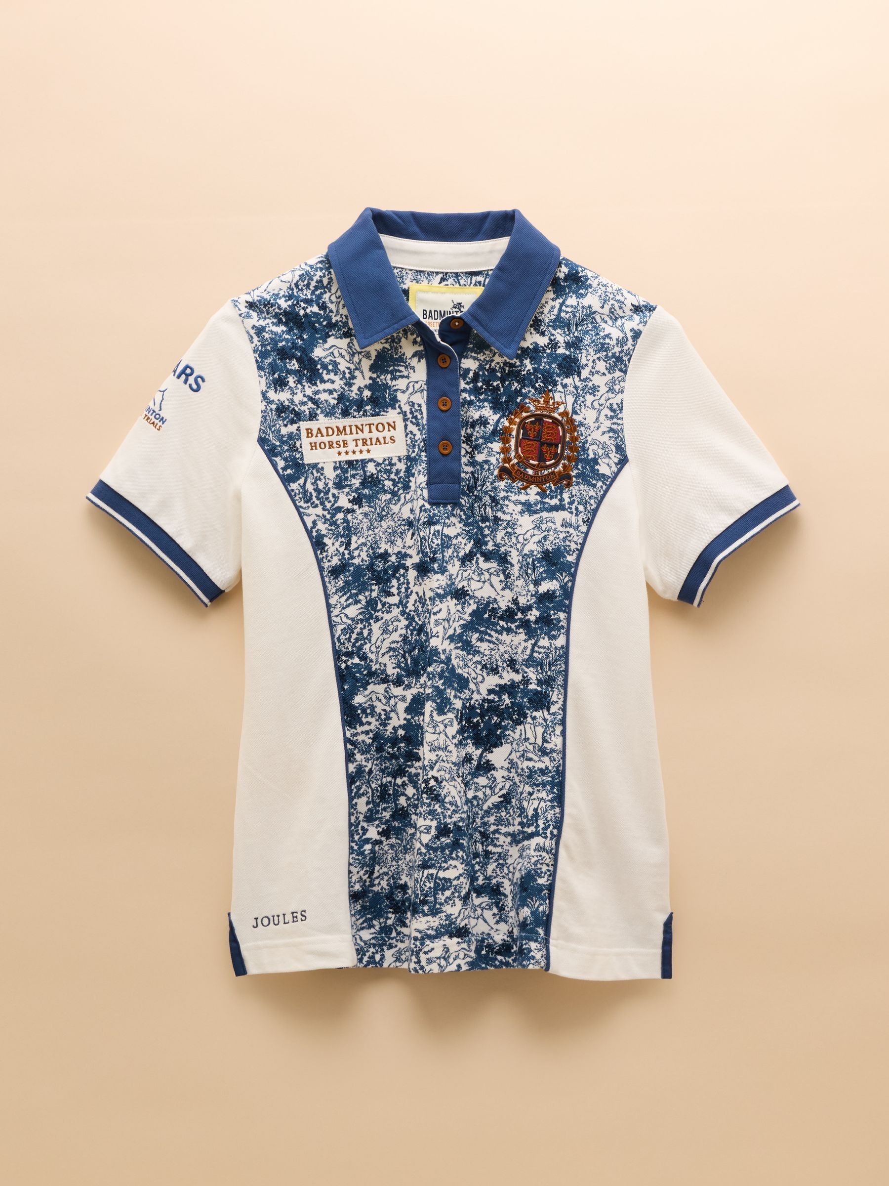Blue Toile de Jouy Official Badminton Printed Polo Shirt - Image 12 of 12
