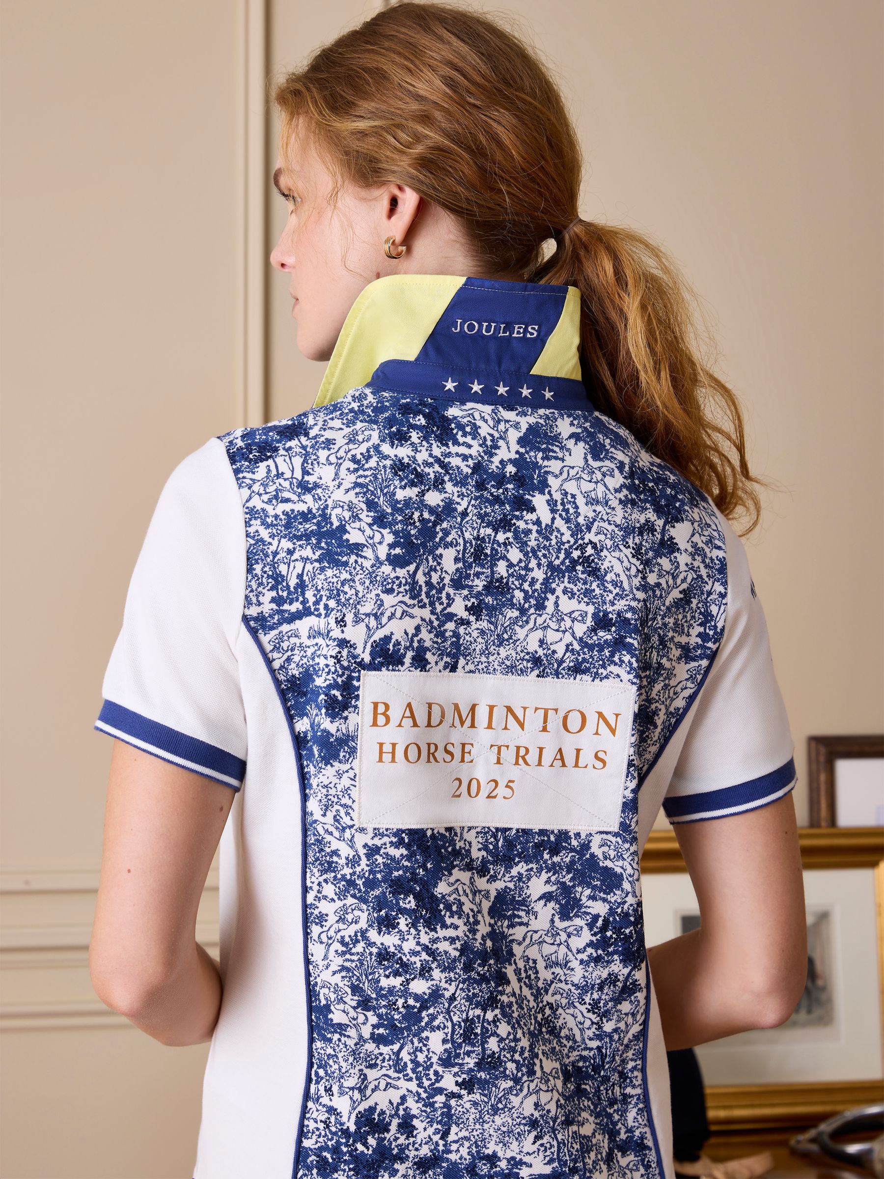 Blue Toile de Jouy Official Badminton Printed Polo Shirt - Image 2 of 12